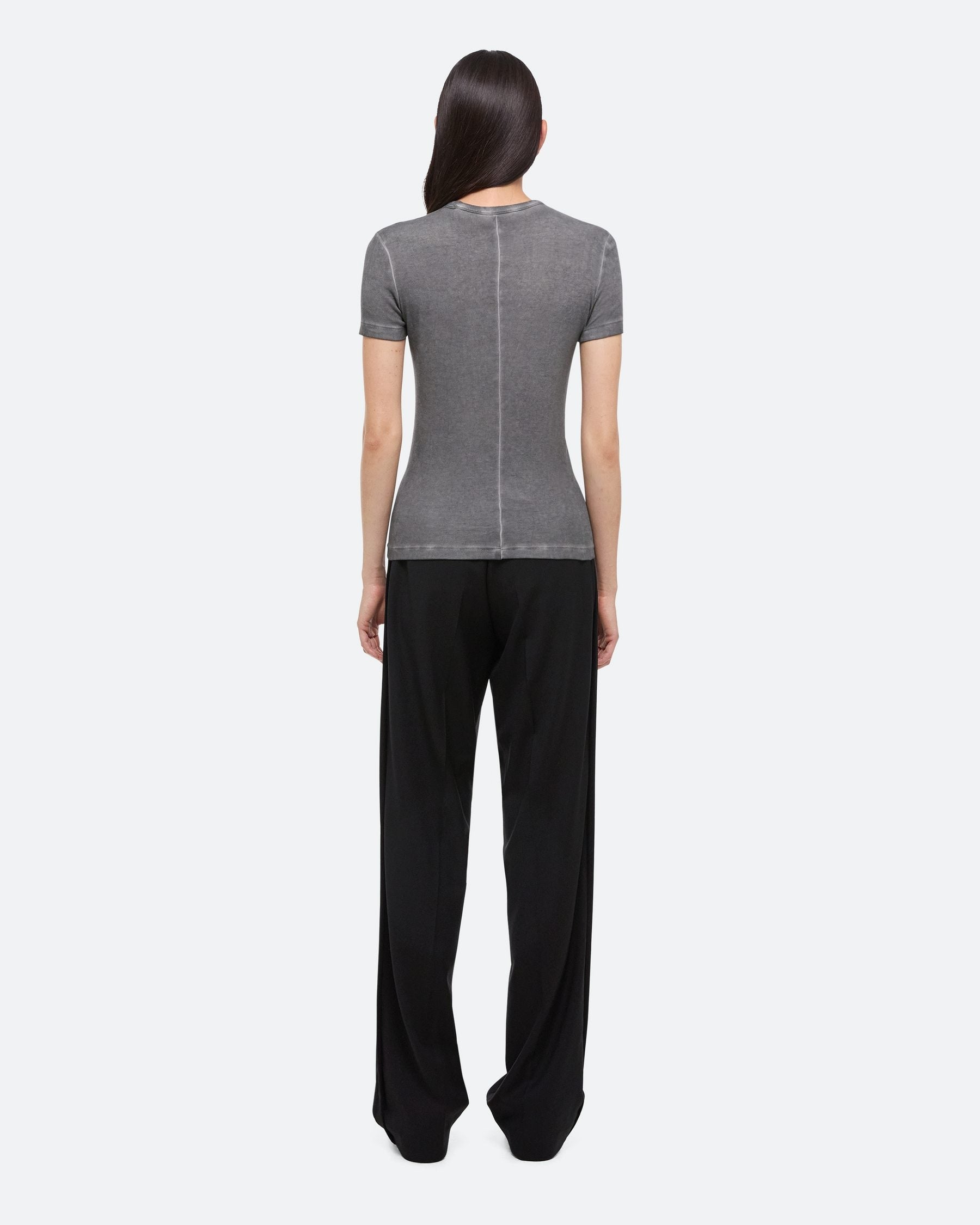 Helmut Lang Garment Dyed Gunmetal Shrunken Tee