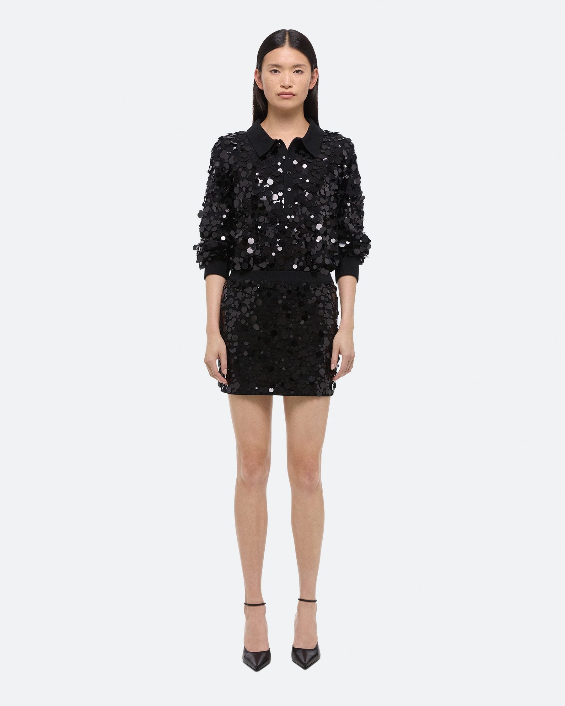 Helmut Lang Black Paillette Mini Skirt