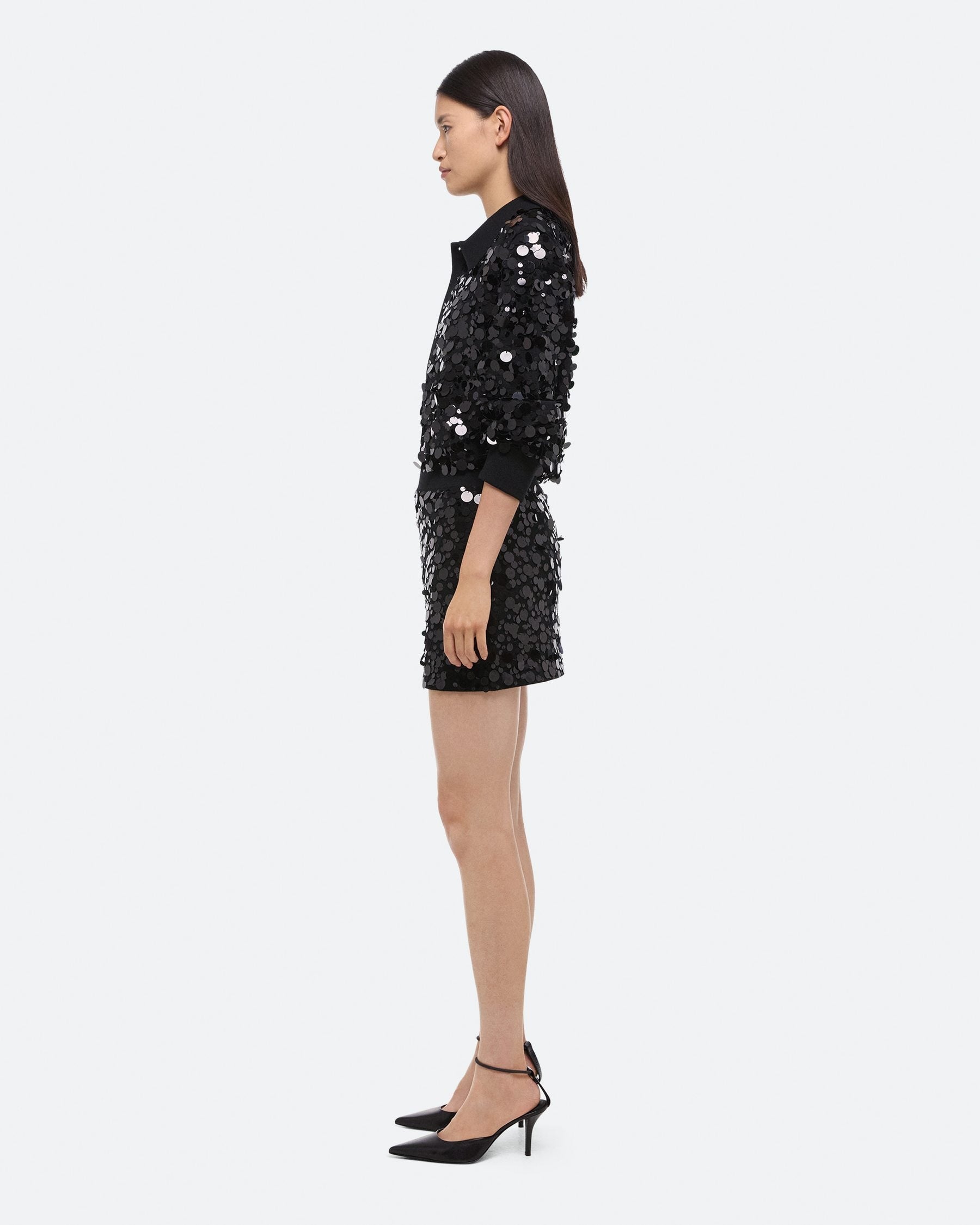 Helmut Lang Black Paillette Mini Skirt