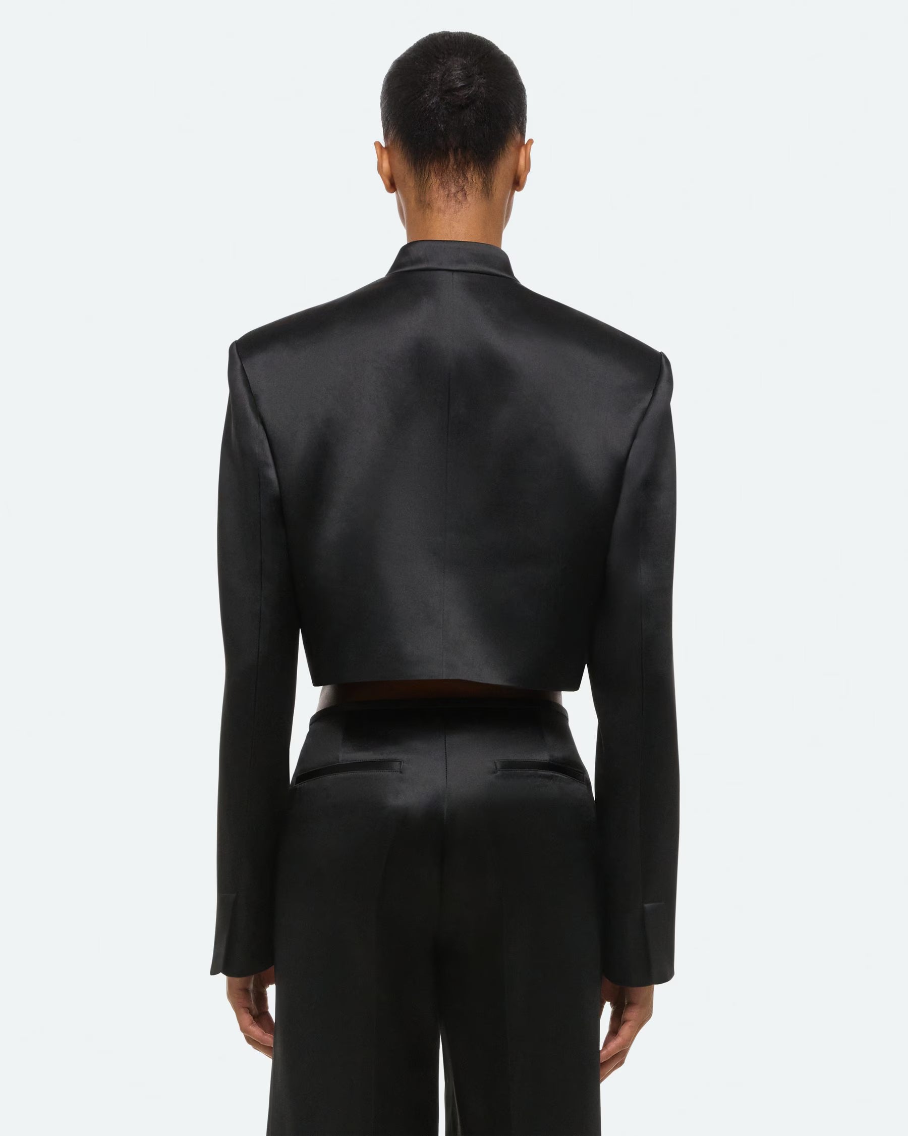 Helmut Lang Cropped Satin Blazer | Black