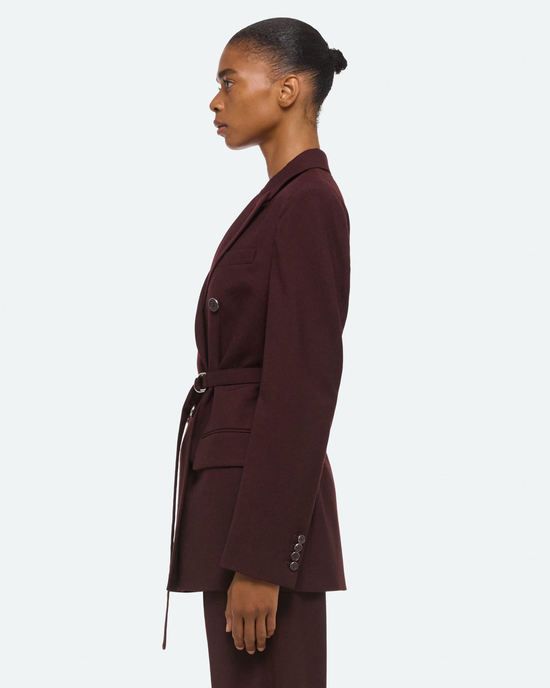 Helmut Lang Double Breasted Belted Blazer | Mahogany