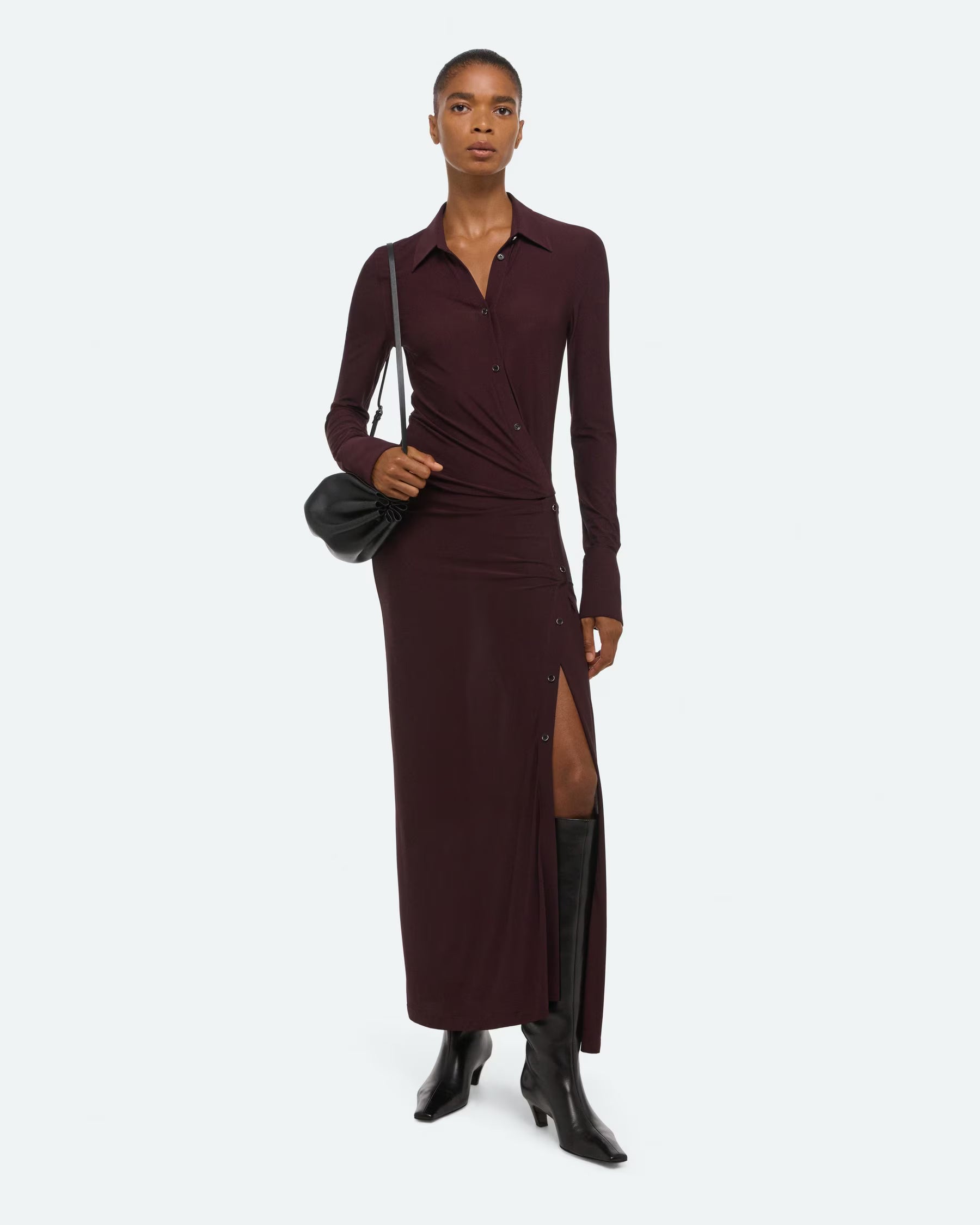 Helmut Lang Twist Shirt Dress | Mahogany