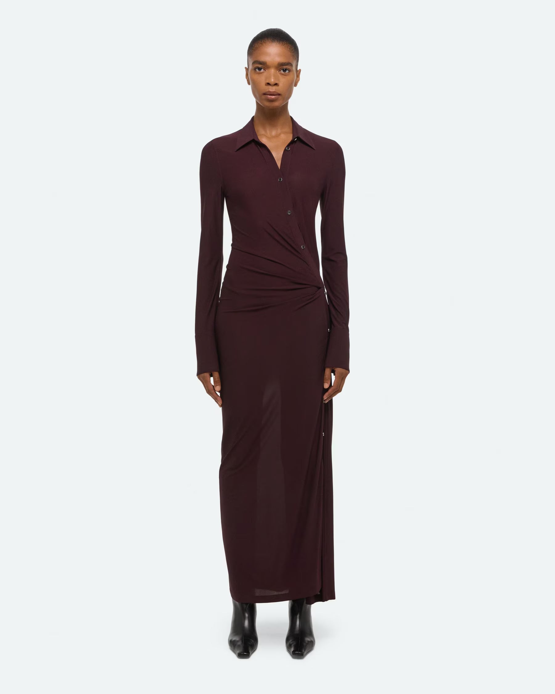 Helmut Lang Twist Shirt Dress | Mahogany