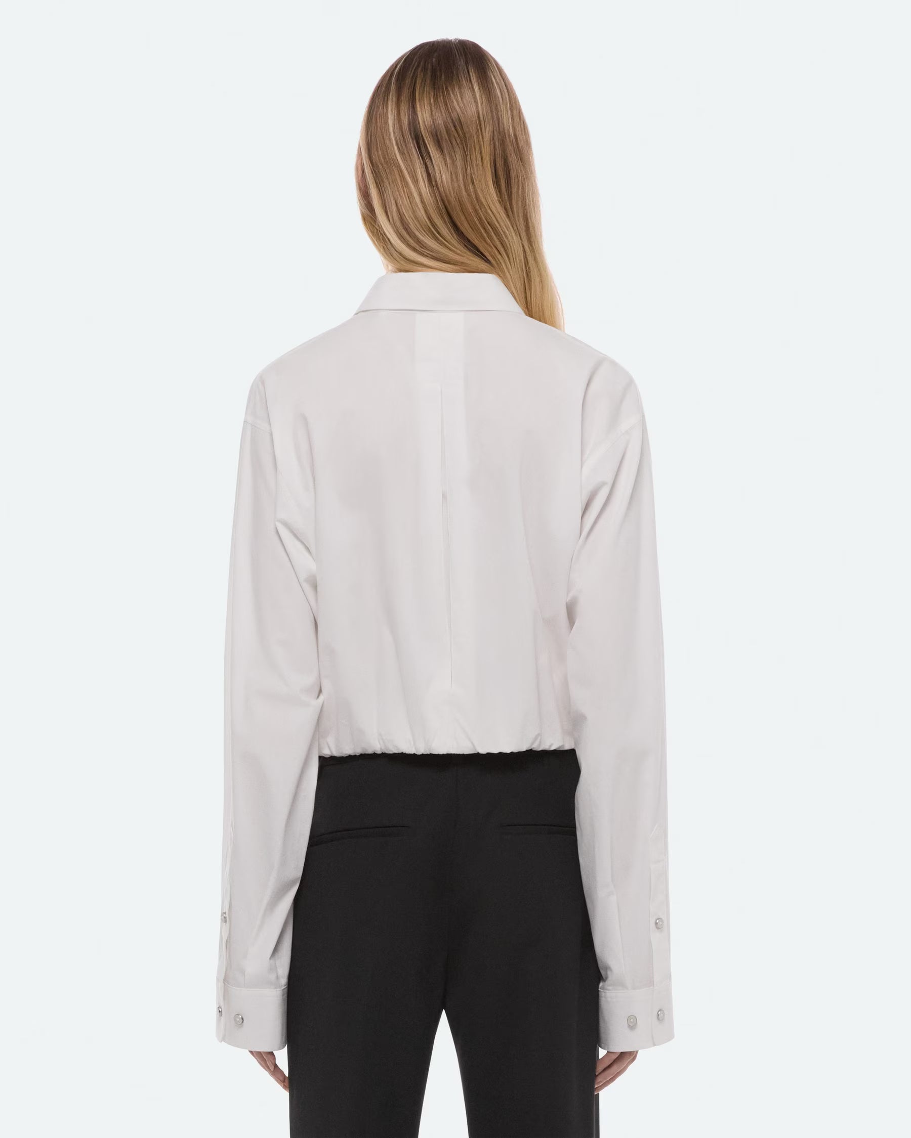 Helmut Lang Cropped Gather Shirt | White