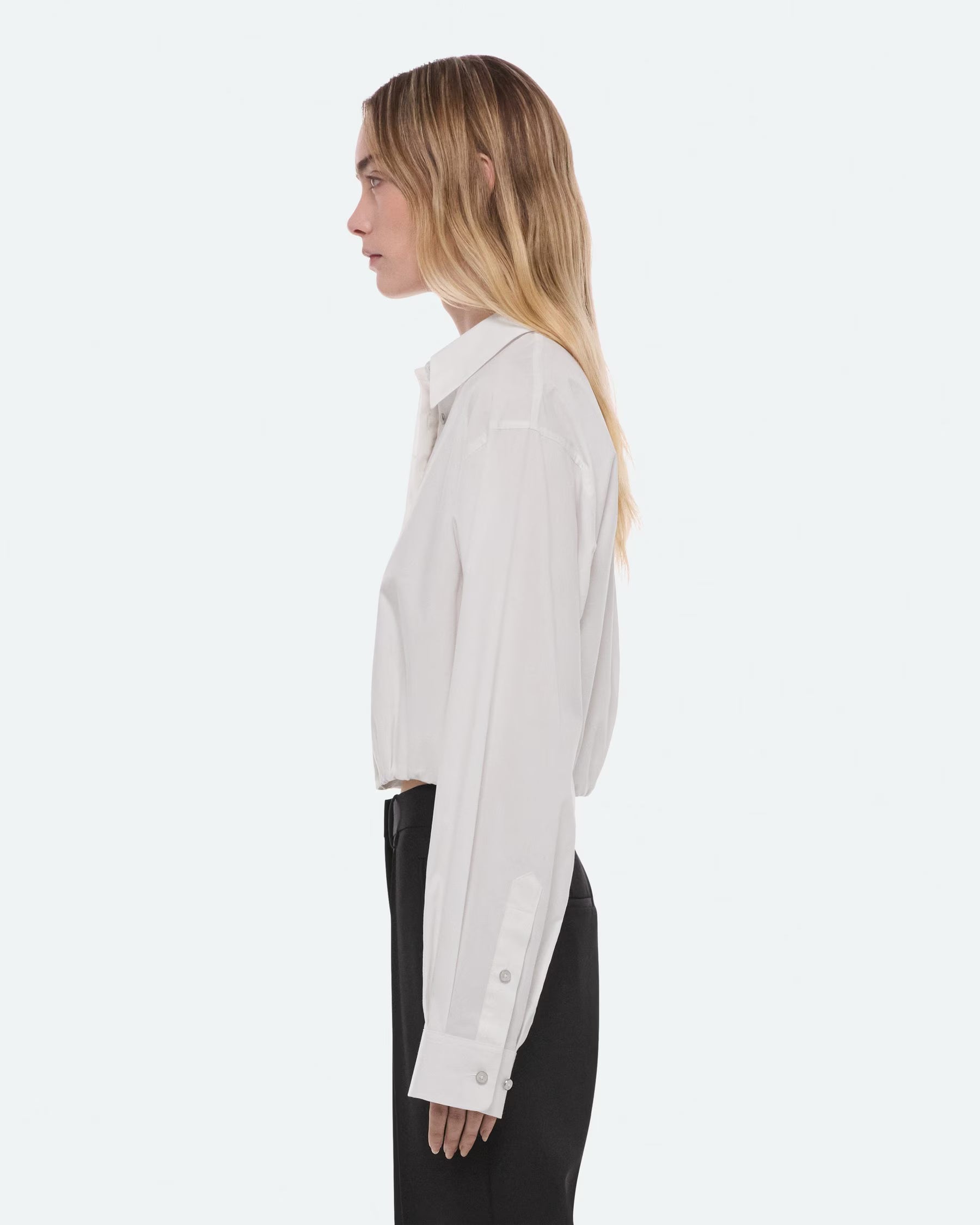 Helmut Lang Cropped Gather Shirt | White