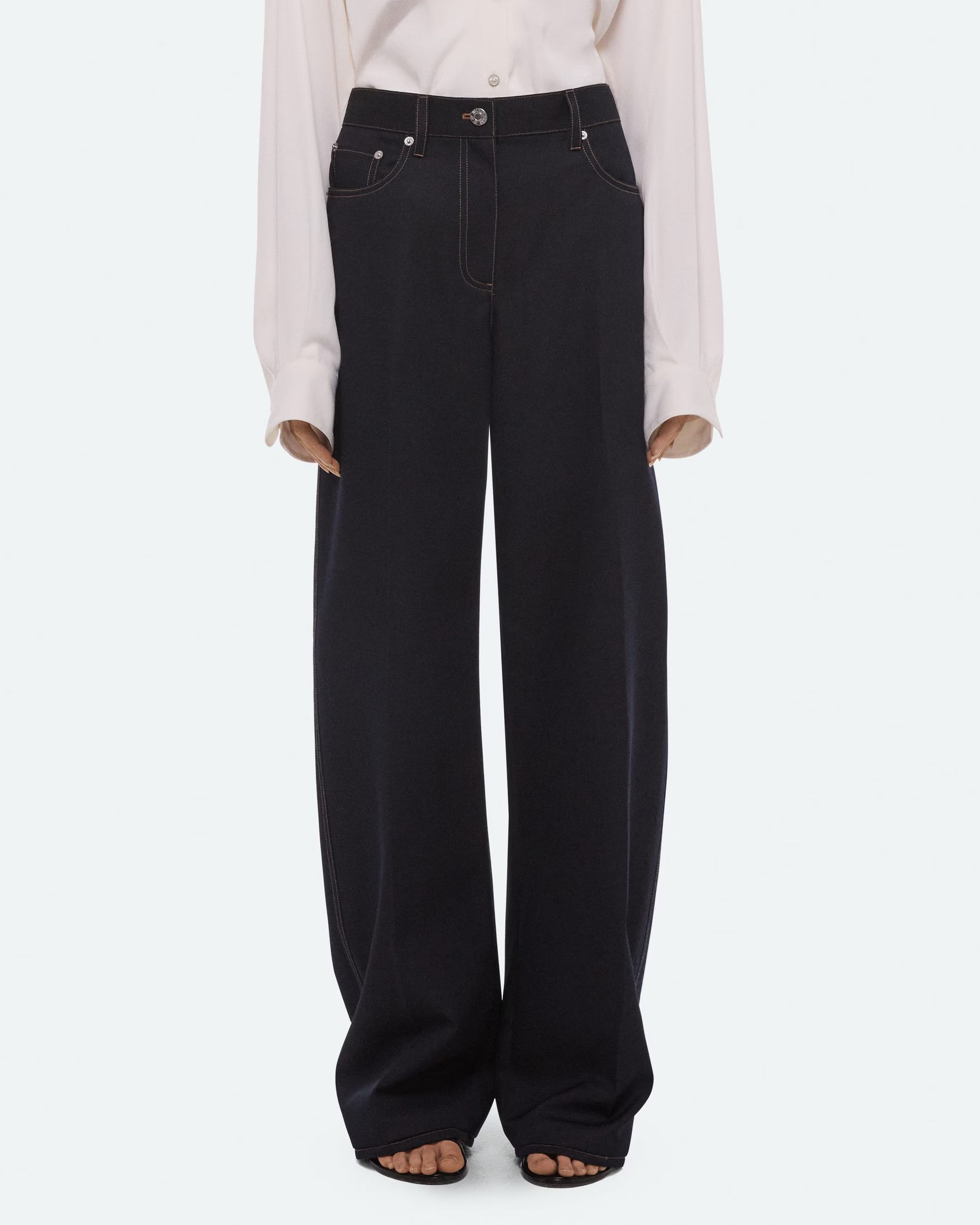 Helmut Lang Relaxed Bootcut Trousers | Navy Melange