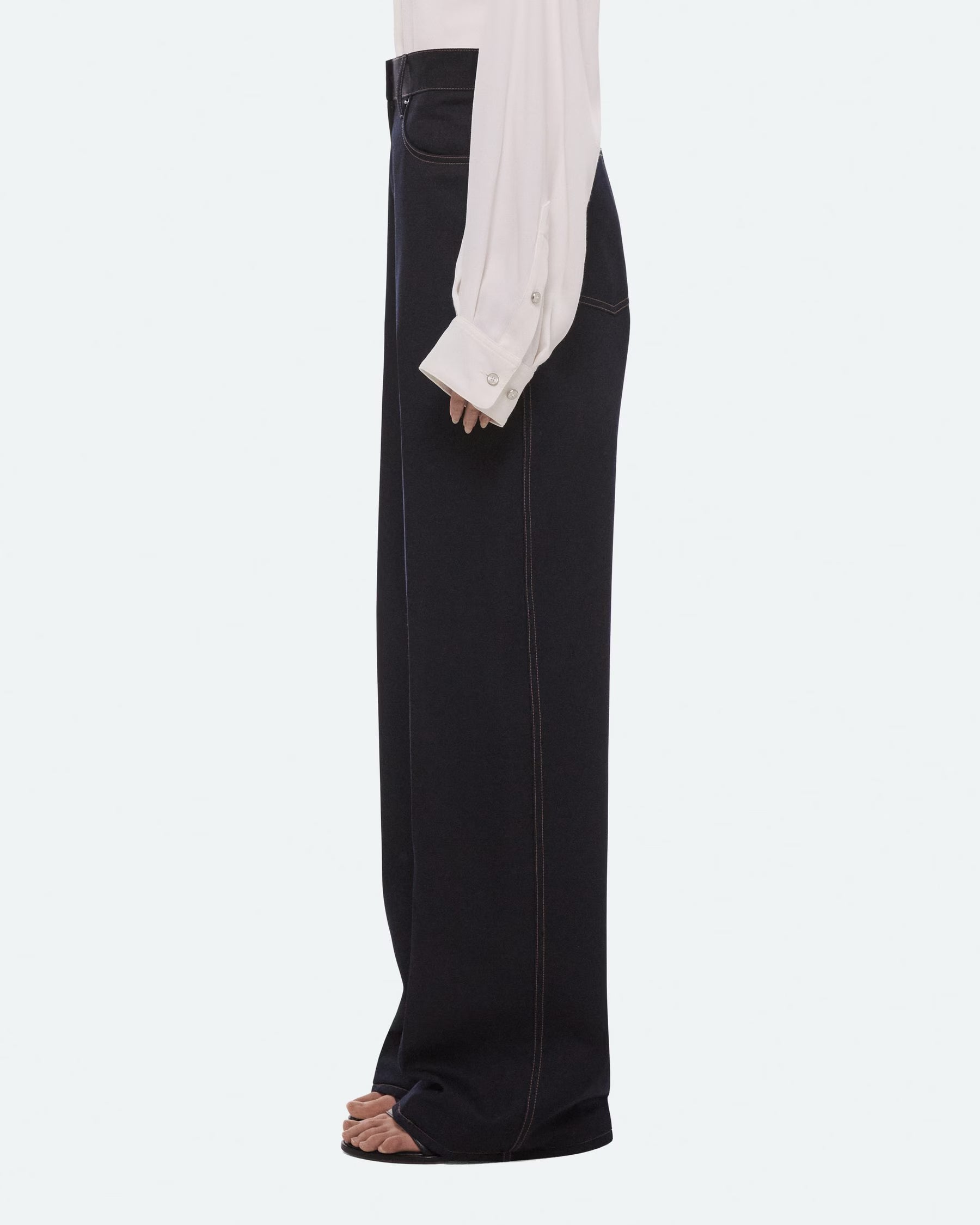 Helmut Lang Relaxed Bootcut Trousers | Navy Melange