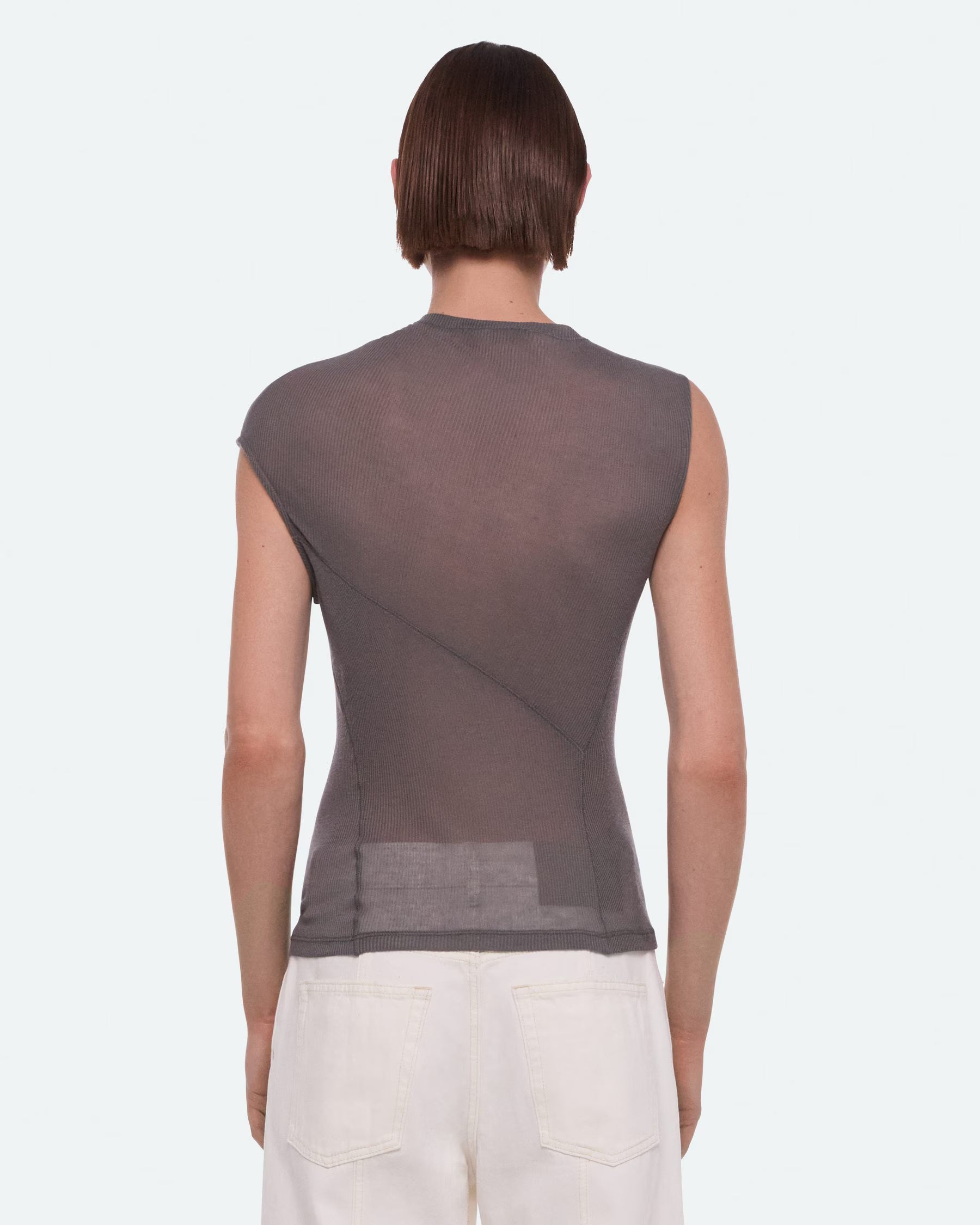 Helmut Lang Sheer Twist Tank Top | Dark Grey