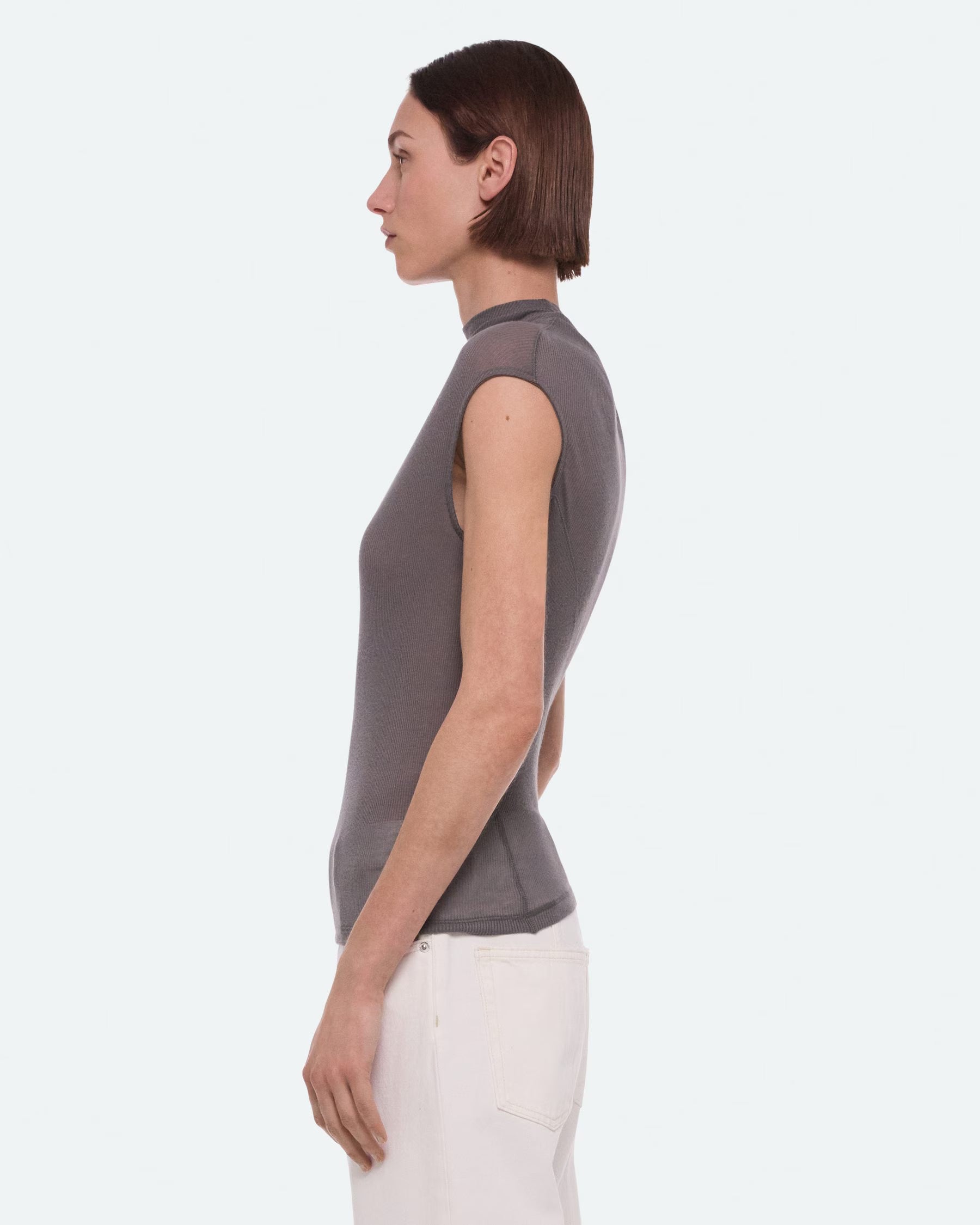 Helmut Lang Sheer Twist Tank Top | Dark Grey