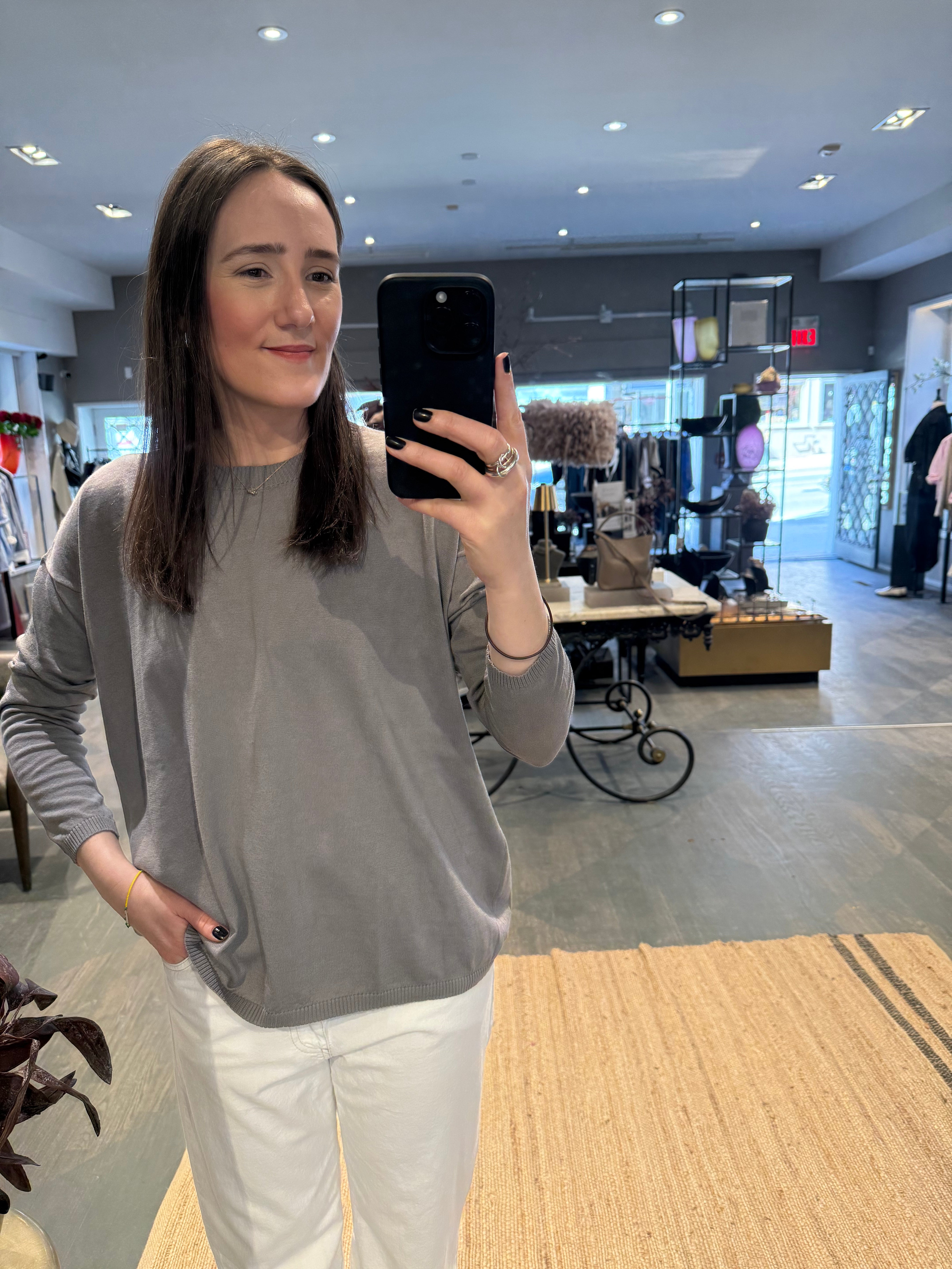 Private Relaxed Fit Cotton Crewneck Sweater