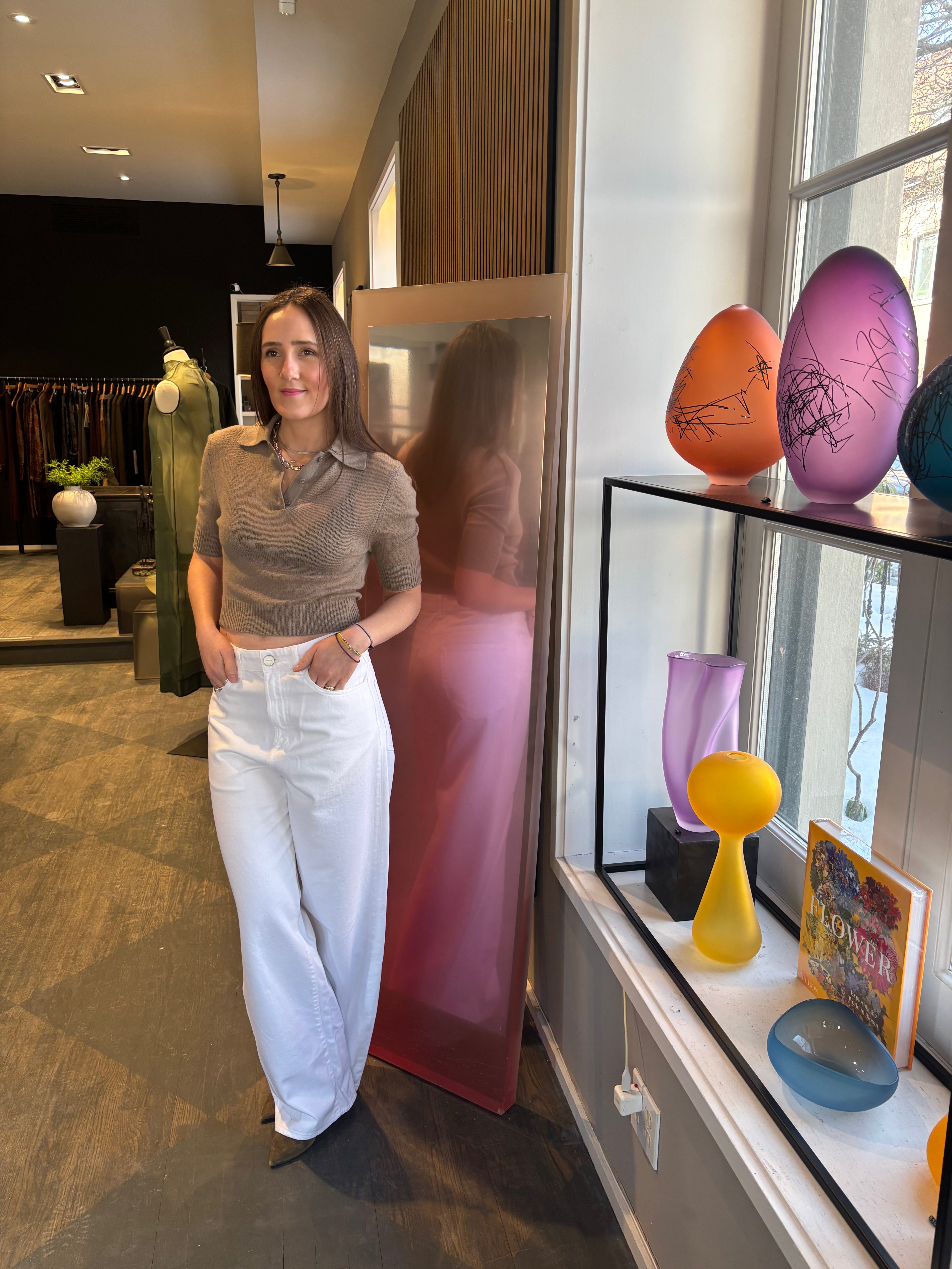 ELY ELY Margot Cashmere Crop Polo Tee | Fungi