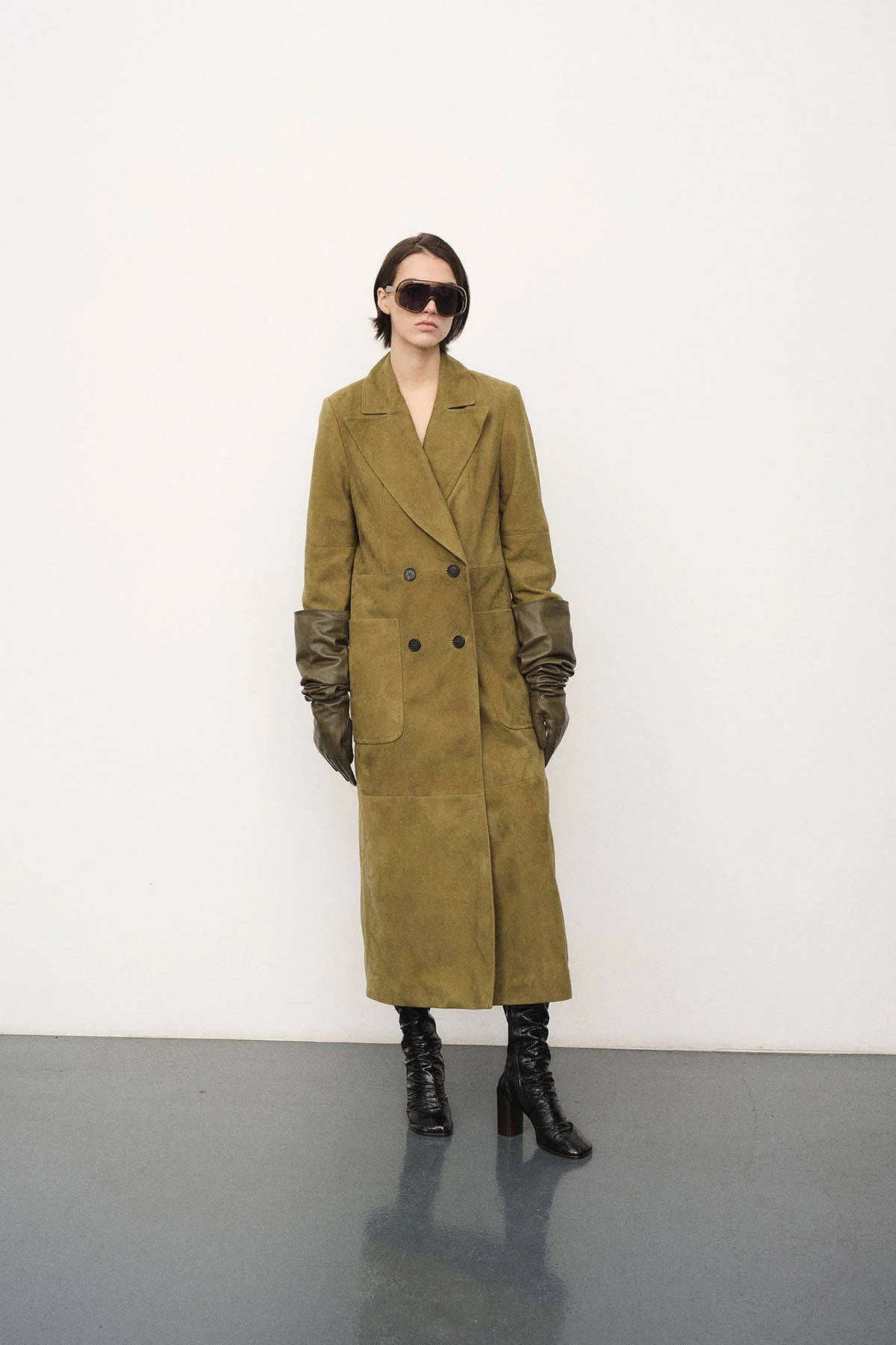 HALFBOY Suede Maxi Coat | Lizard