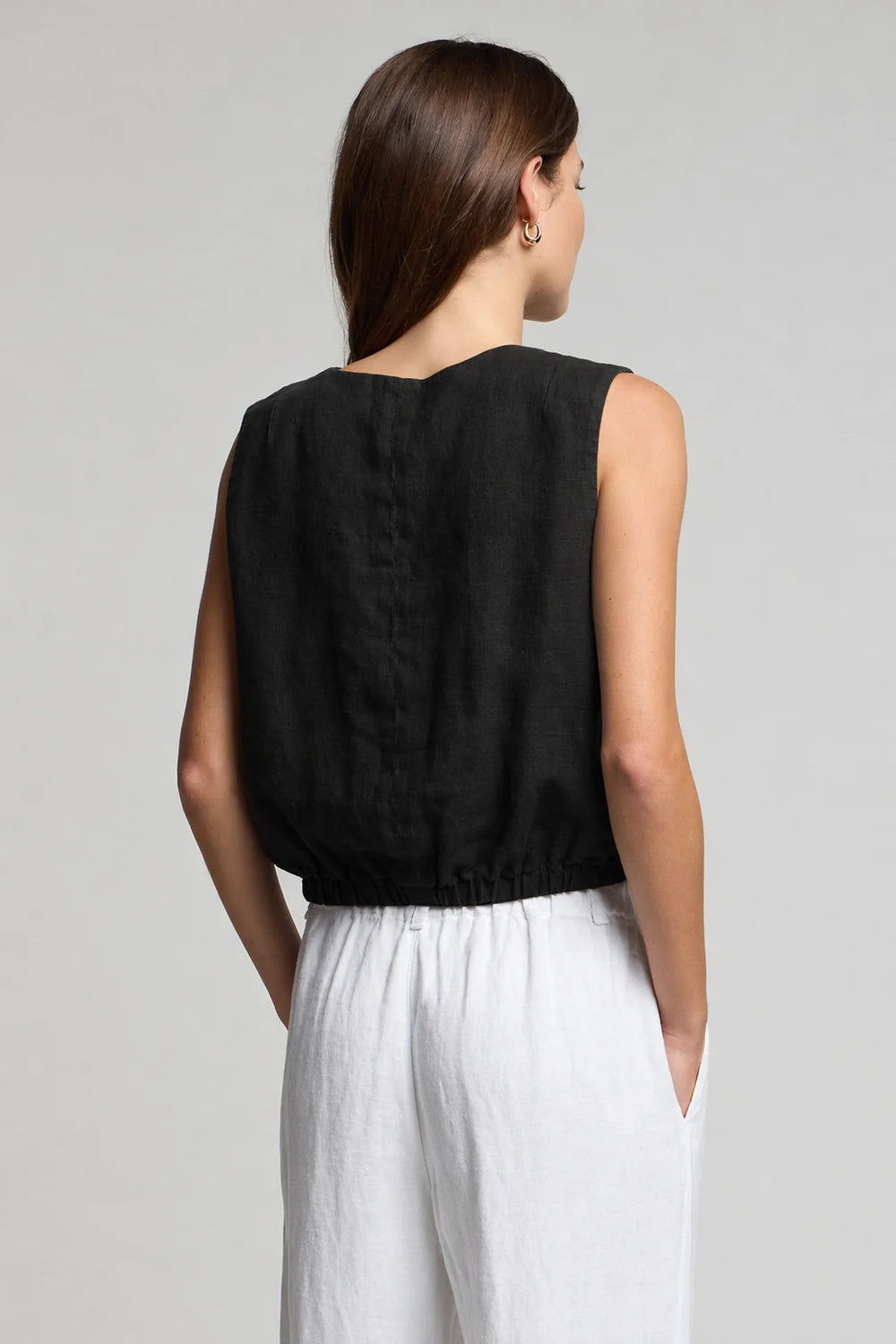 Velvet Ollie Heavy Linen Top | Black