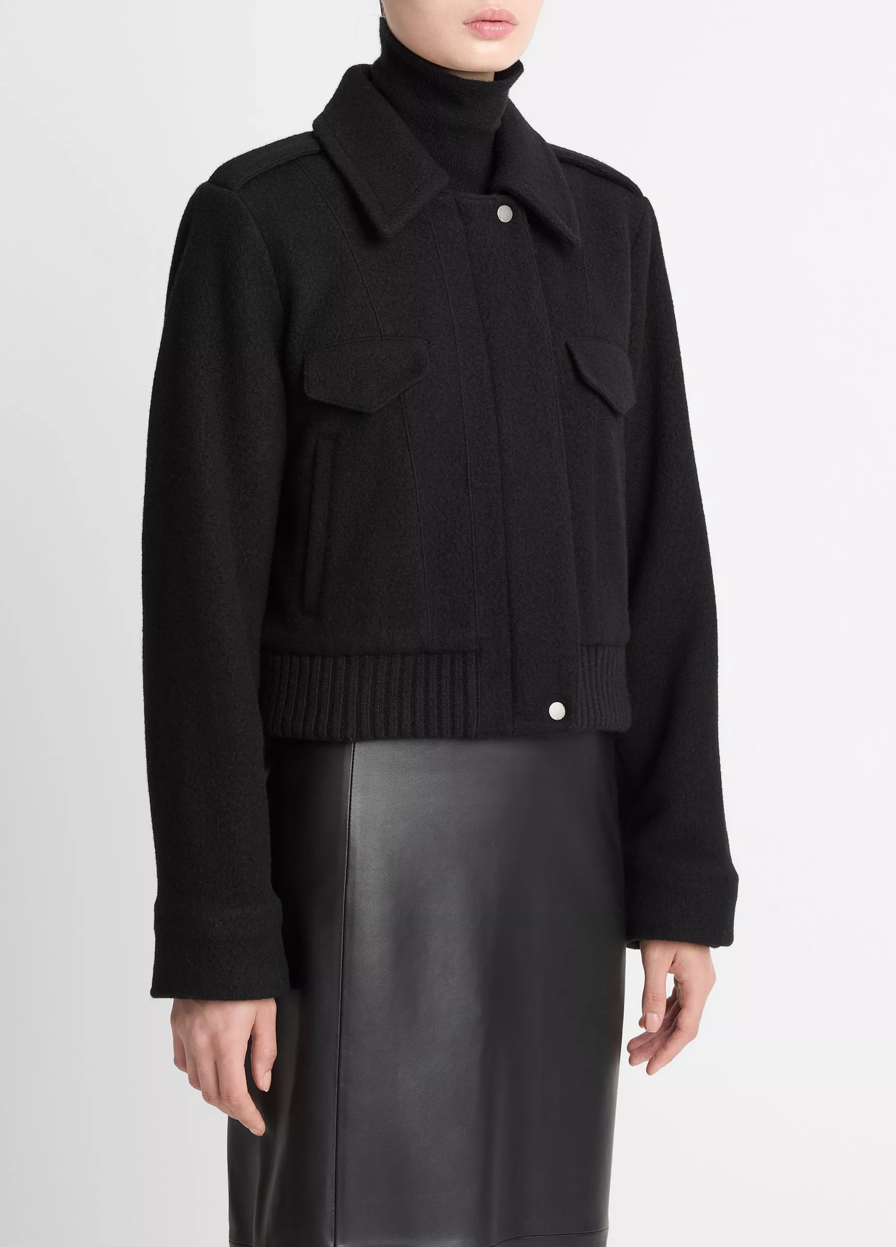 Vince Italian Wool Cropped Jacket Black