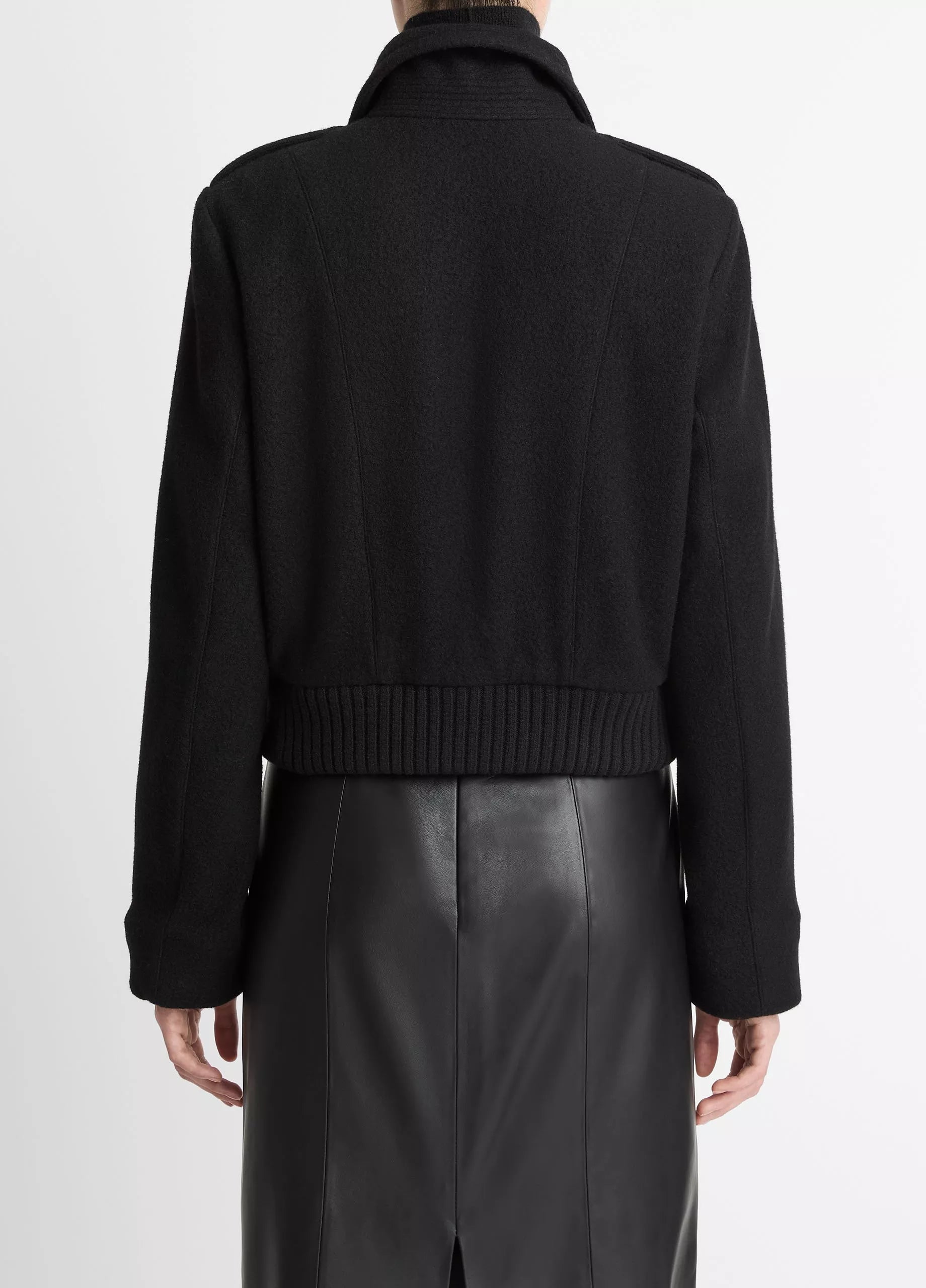 Vince Italian Wool Cropped Jacket Black