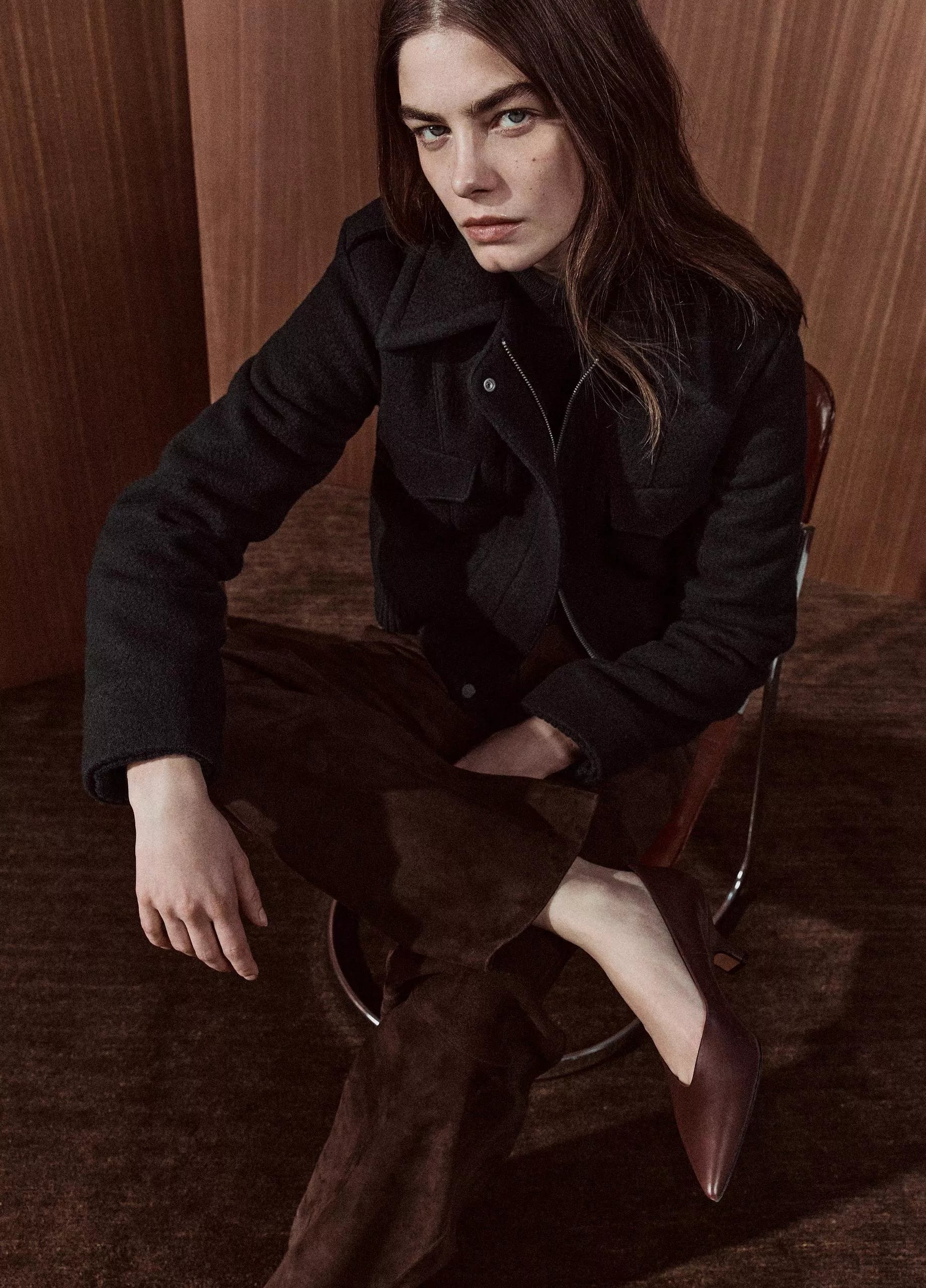 Vince Italian Wool Cropped Jacket Black