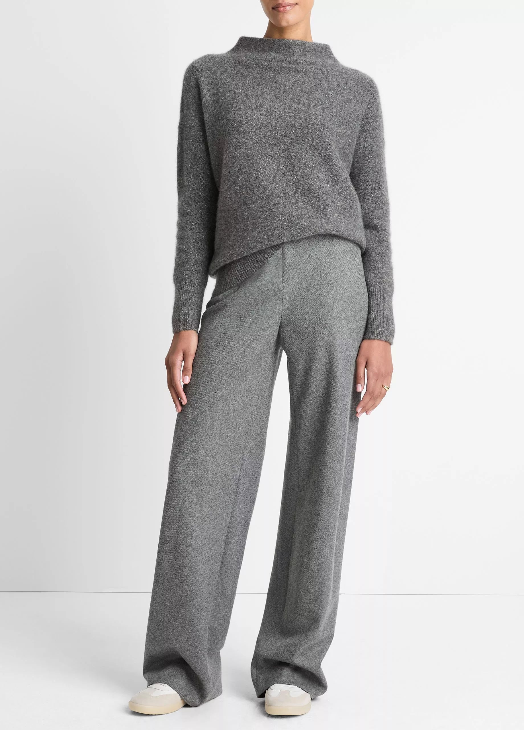 Vince High Waist Wool-Blend Bias Pants Heather Grey