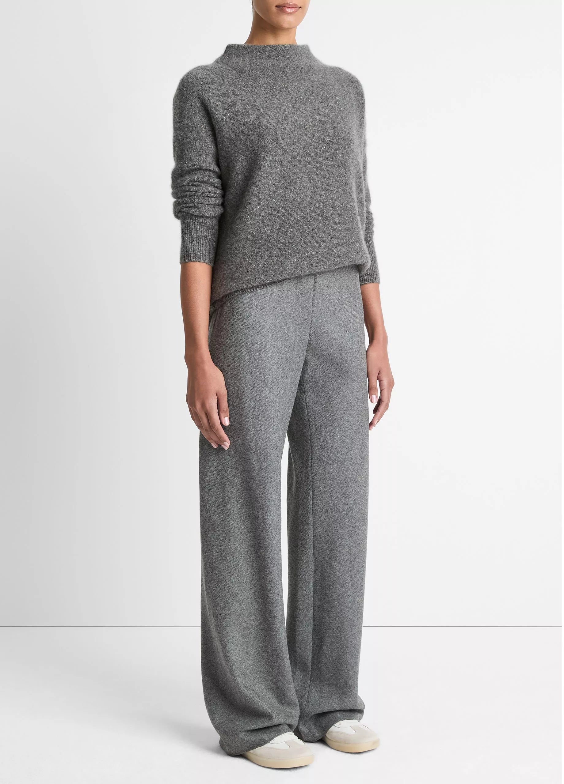 Vince High Waist Wool-Blend Bias Pants Heather Grey