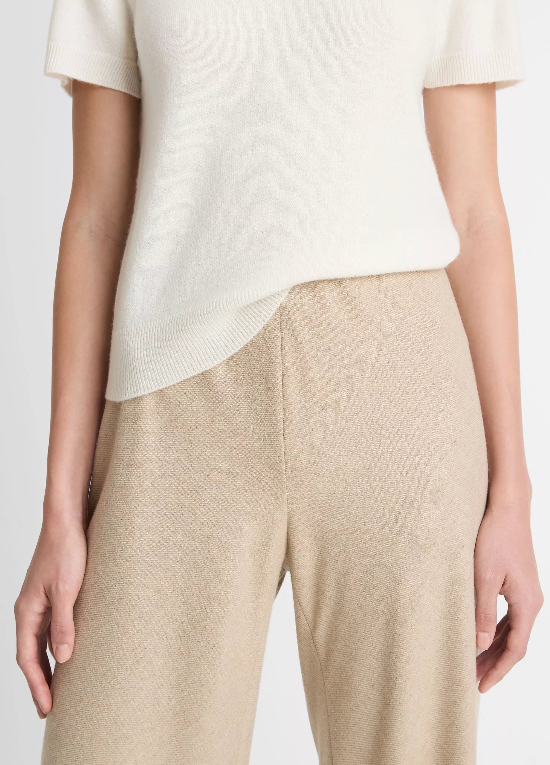Vince High Waist Wool-Blend Bias Pants Oatmeal