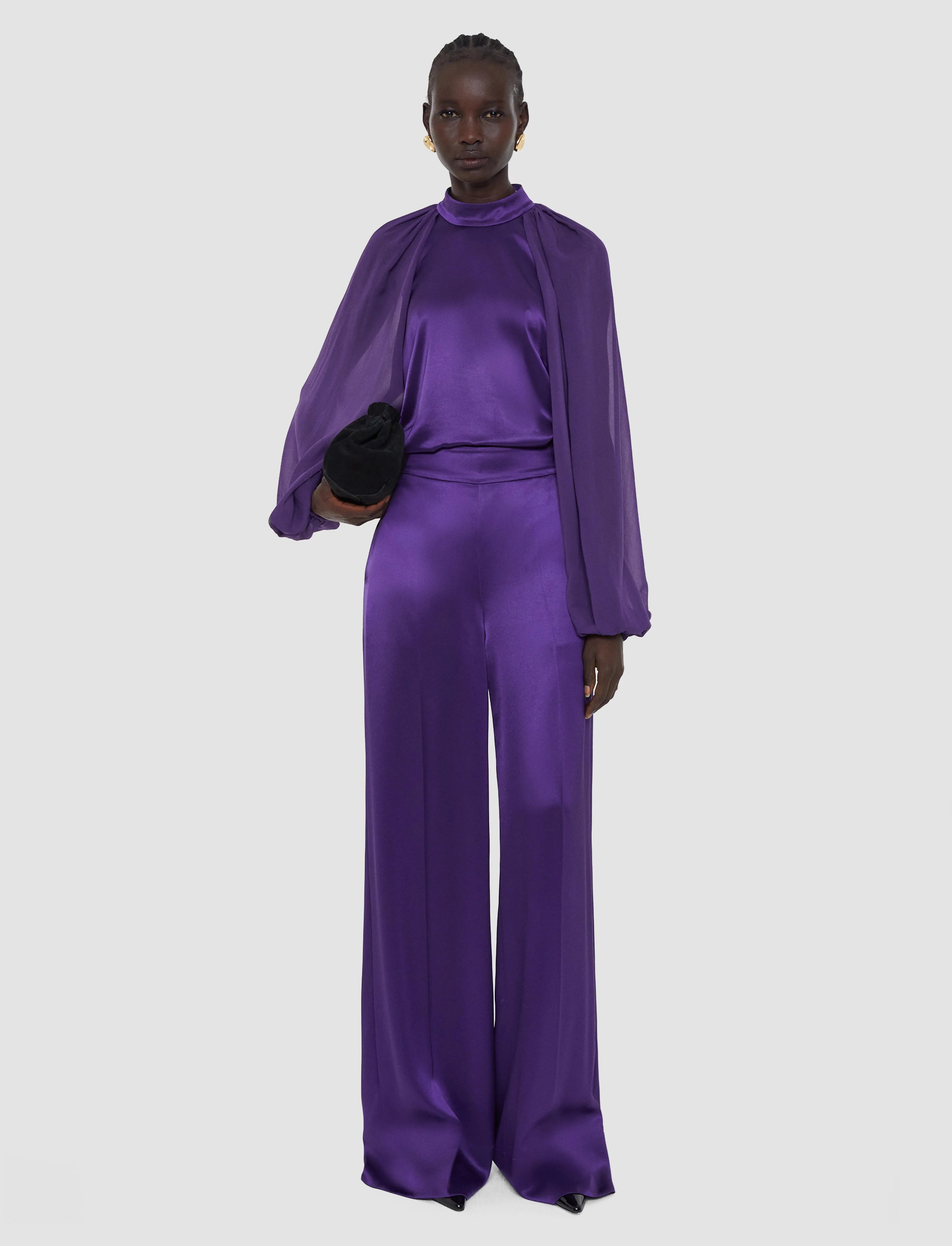 Joseph Dijon Double Satin Trousers | Violet