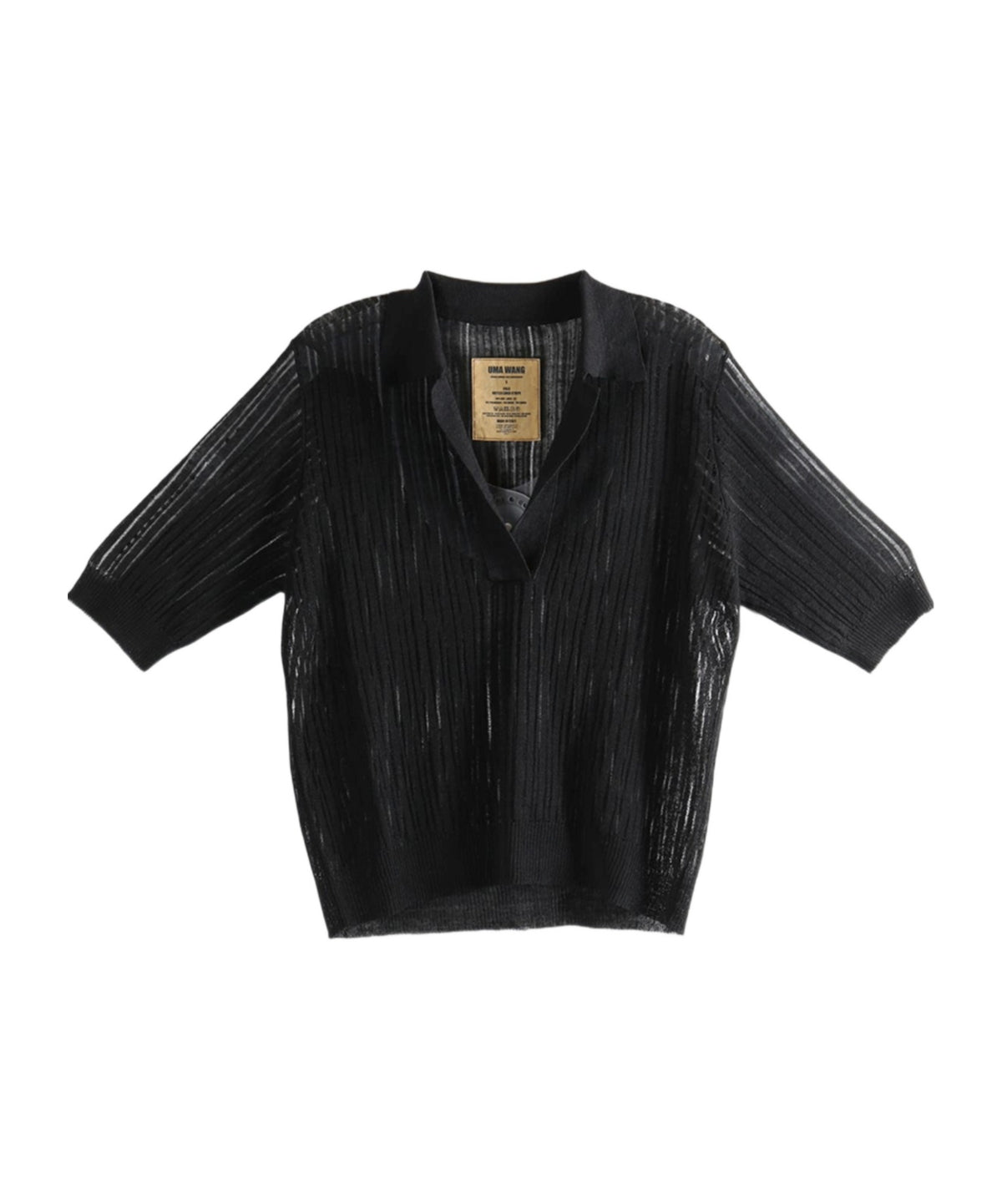 Uma Wang Polo Linen Rib Top | Black