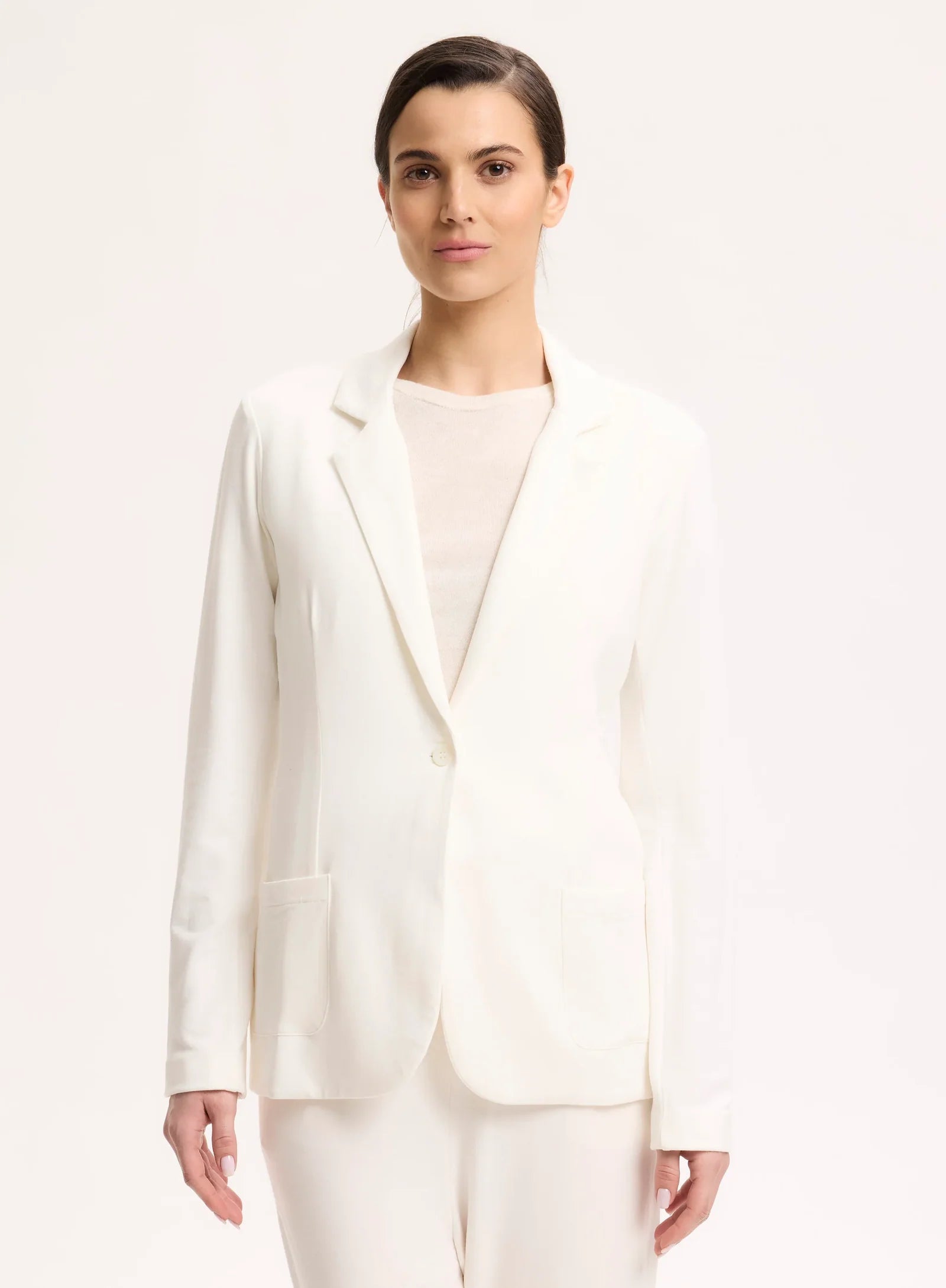 Majestic Filatures French Terry One-Button Blazer Cream