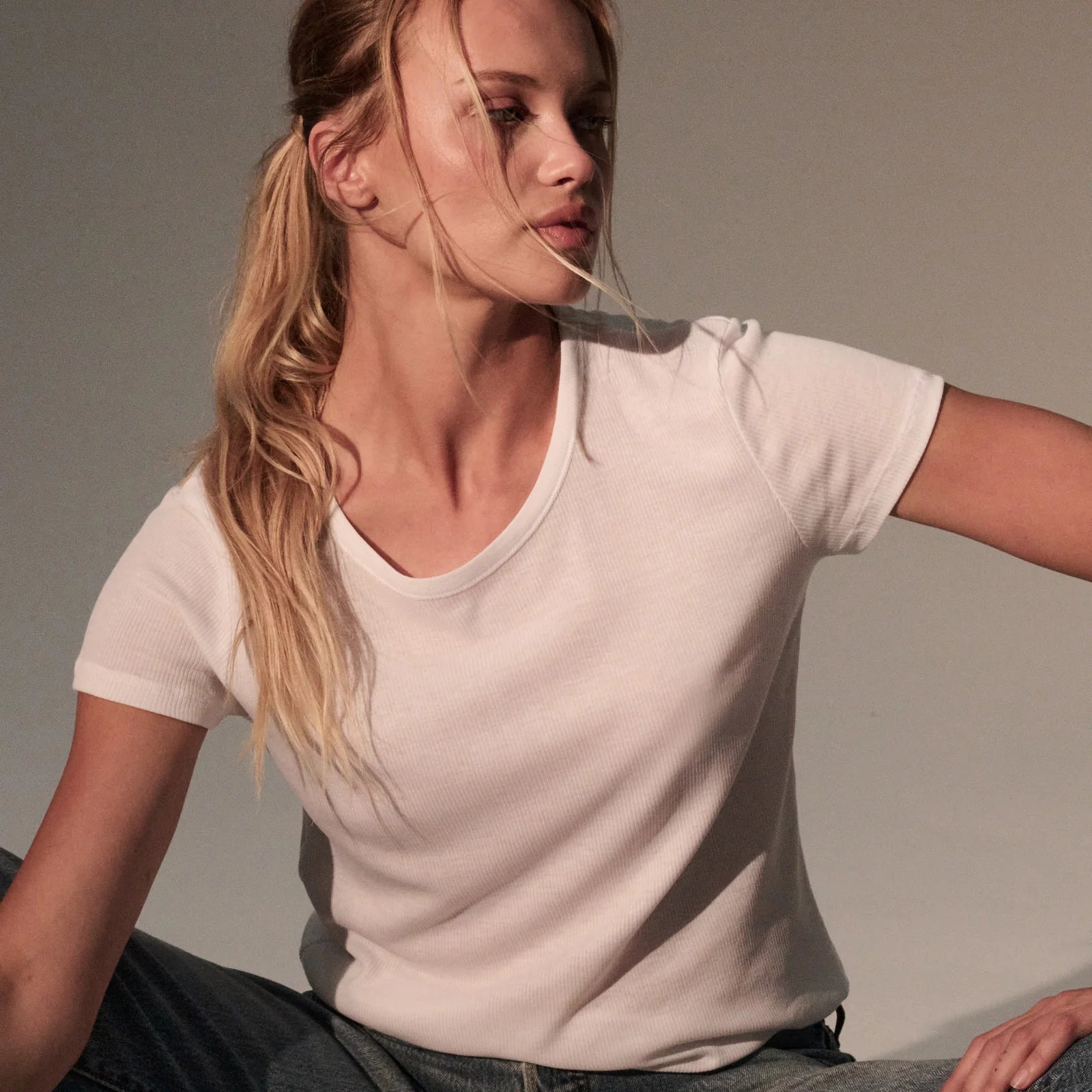 Majestic Filatures Lyocell Cotton Baby Rib SS Tshirt Blanc