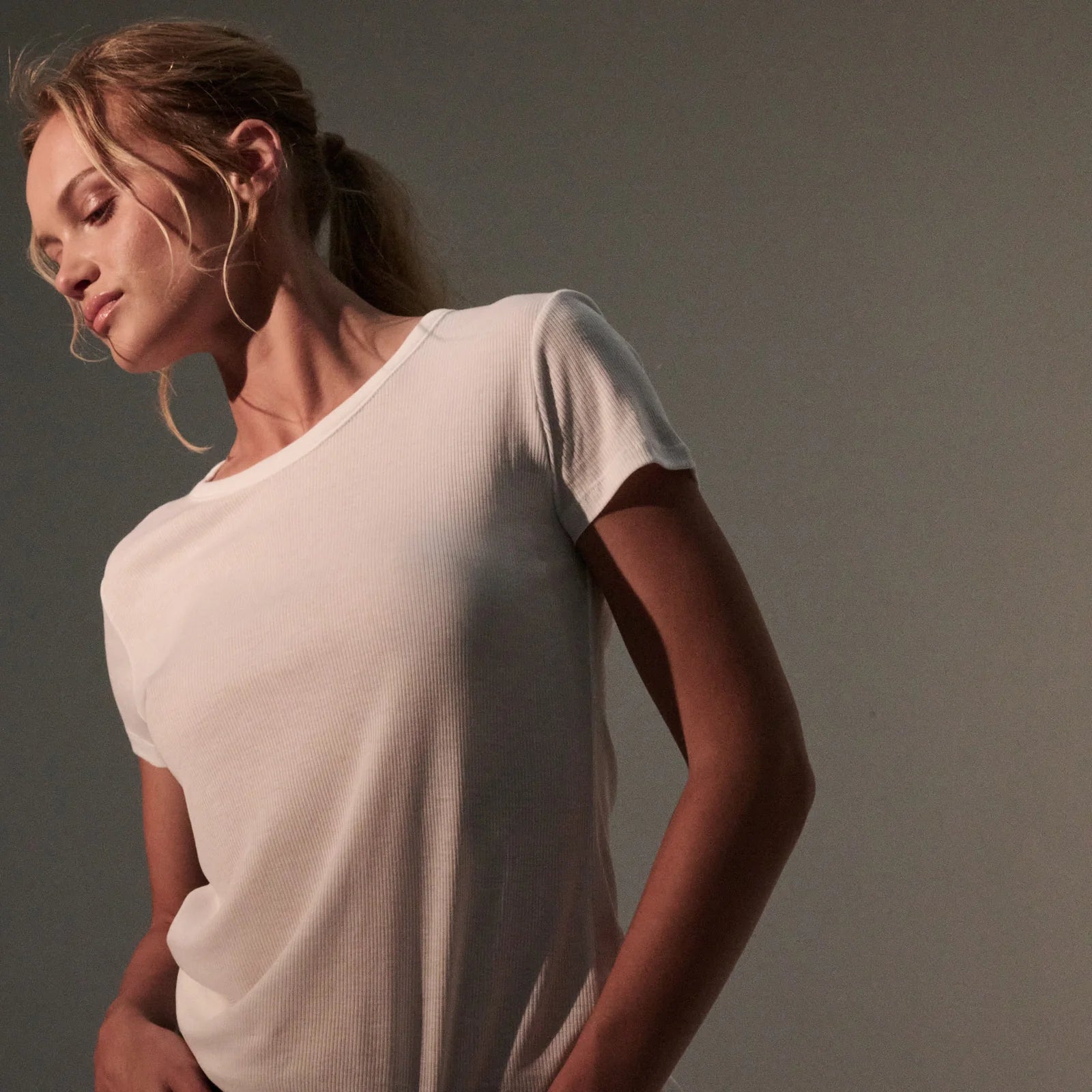 Majestic Filatures Lyocell Cotton Baby Rib SS Tshirt Blanc