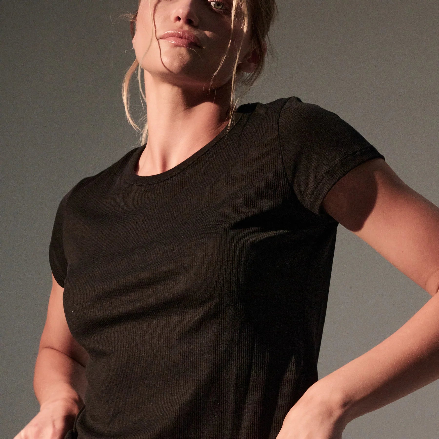 Majestic Filatures Lyocell Cotton Baby Rib SS Tshirt Noir