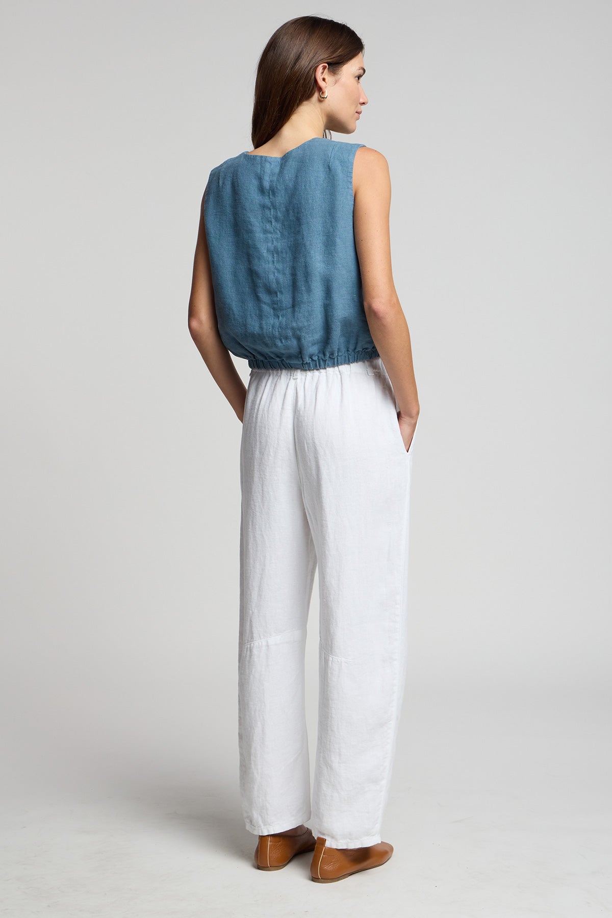 Velvet Ollie Heavy Linen Top | Hailstone