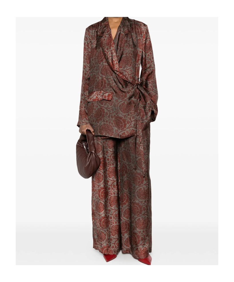 Uma Wang Floral Print Khloe Jacket | Grey Red