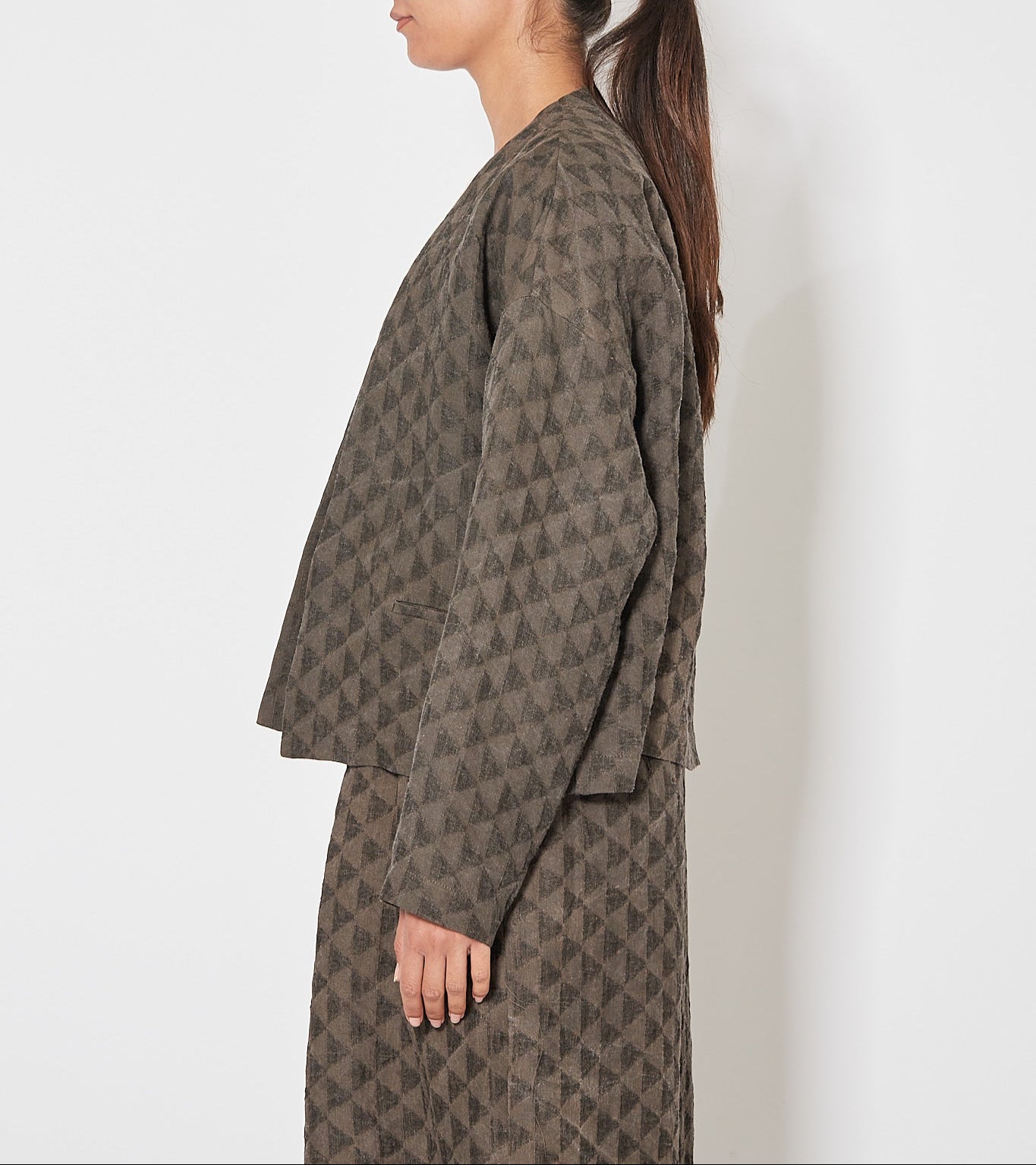 Uma Wang Linen Klarke Jacket Brown Grey