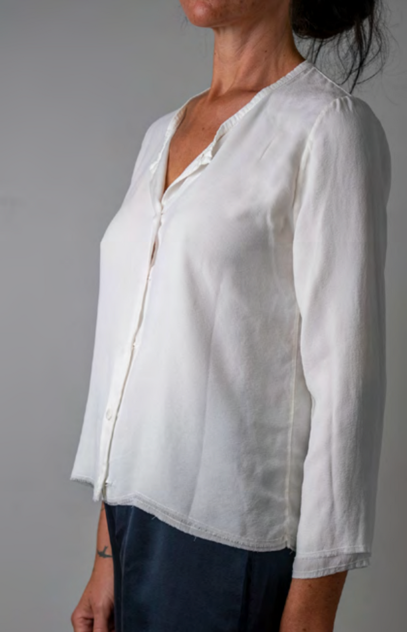 Private White Double Face Silk Blouse