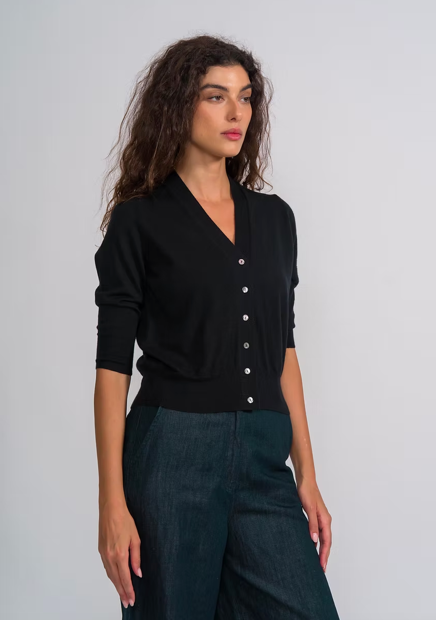 MJ Watson Fine Cashmere Cardigan | Black