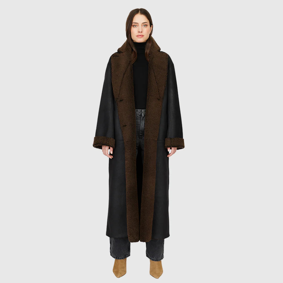 HiSO Danielle Reversible Shearling Coat | Macassar