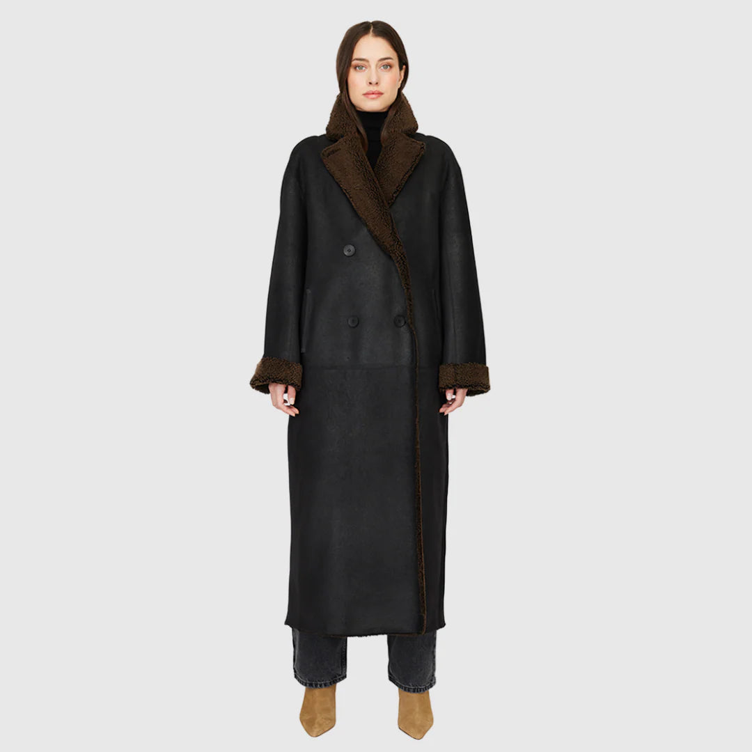 HiSO Danielle Reversible Shearling Coat | Macassar
