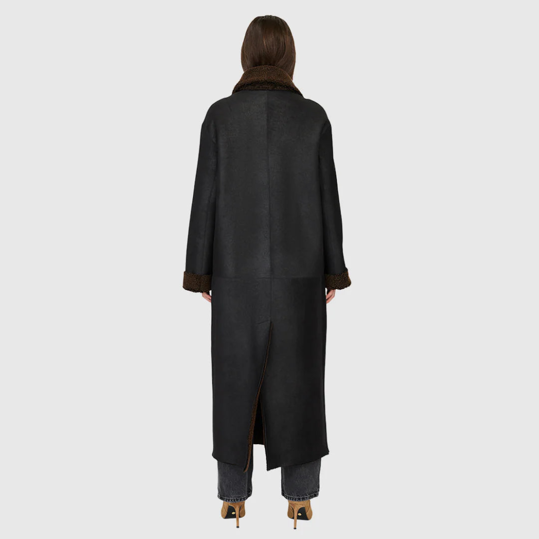 HiSO Danielle Reversible Shearling Coat | Macassar