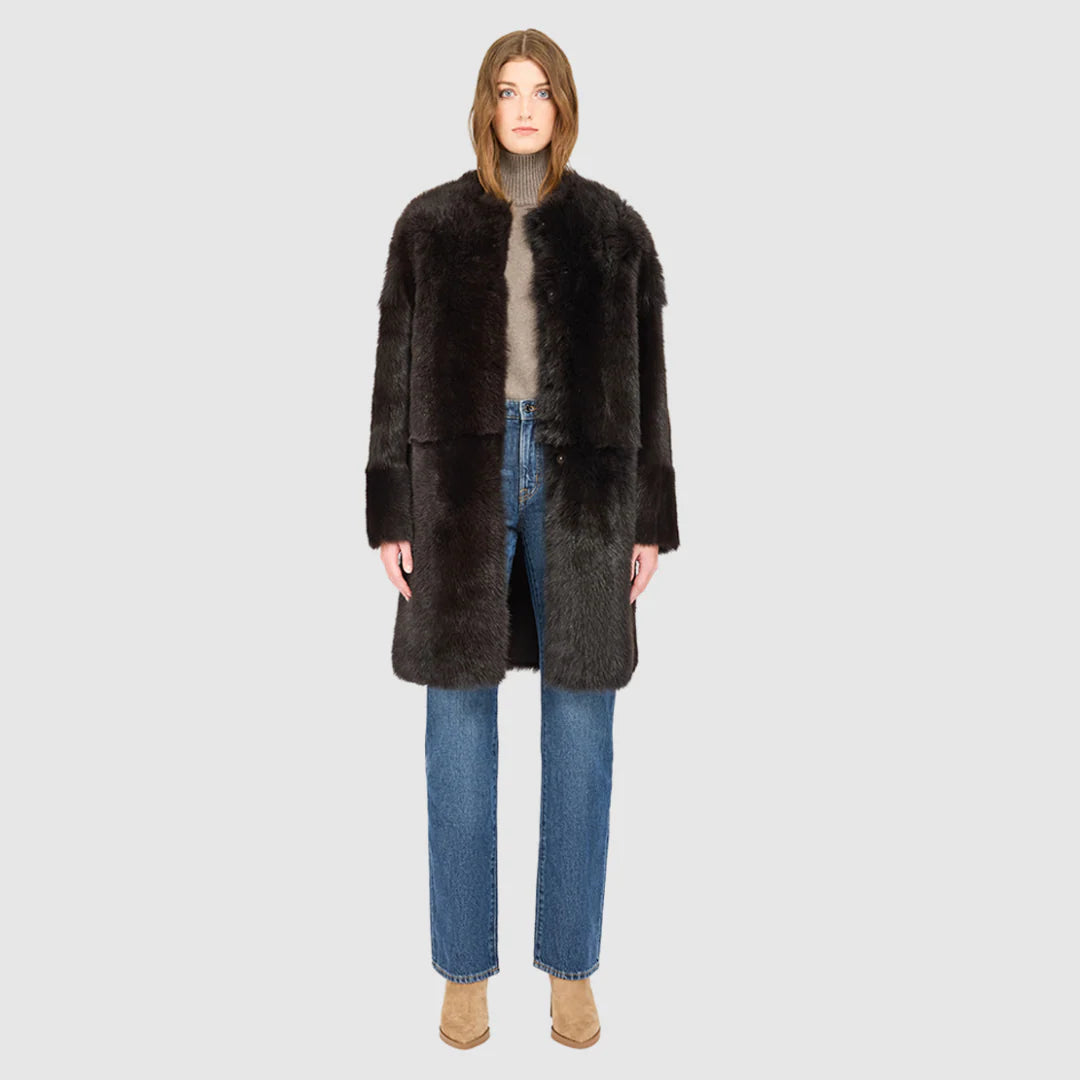 HiSO Allora Reversible Shearling Coat | Chocolate