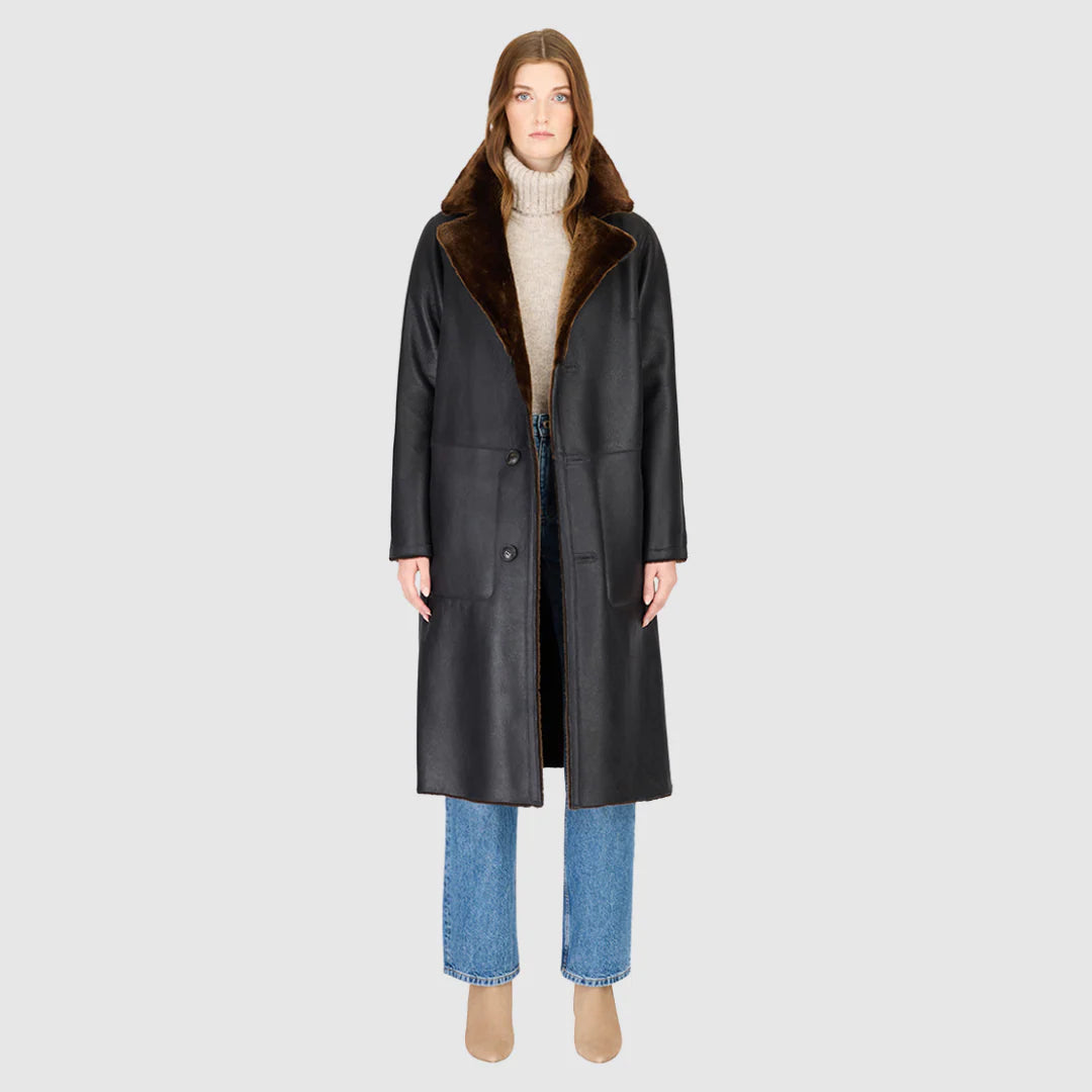 HiSO Zira Nappa Reversible Shearling Coat | Macassar