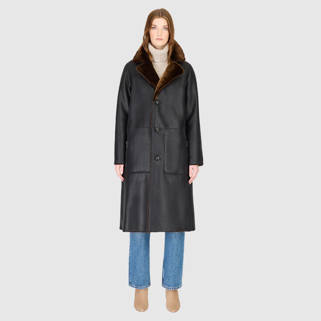 HiSO Zira Nappa Reversible Shearling Coat | Macassar