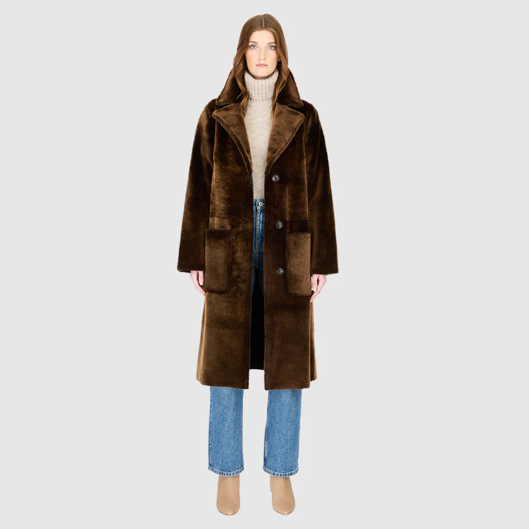 HiSO Zira Nappa Reversible Shearling Coat | Macassar