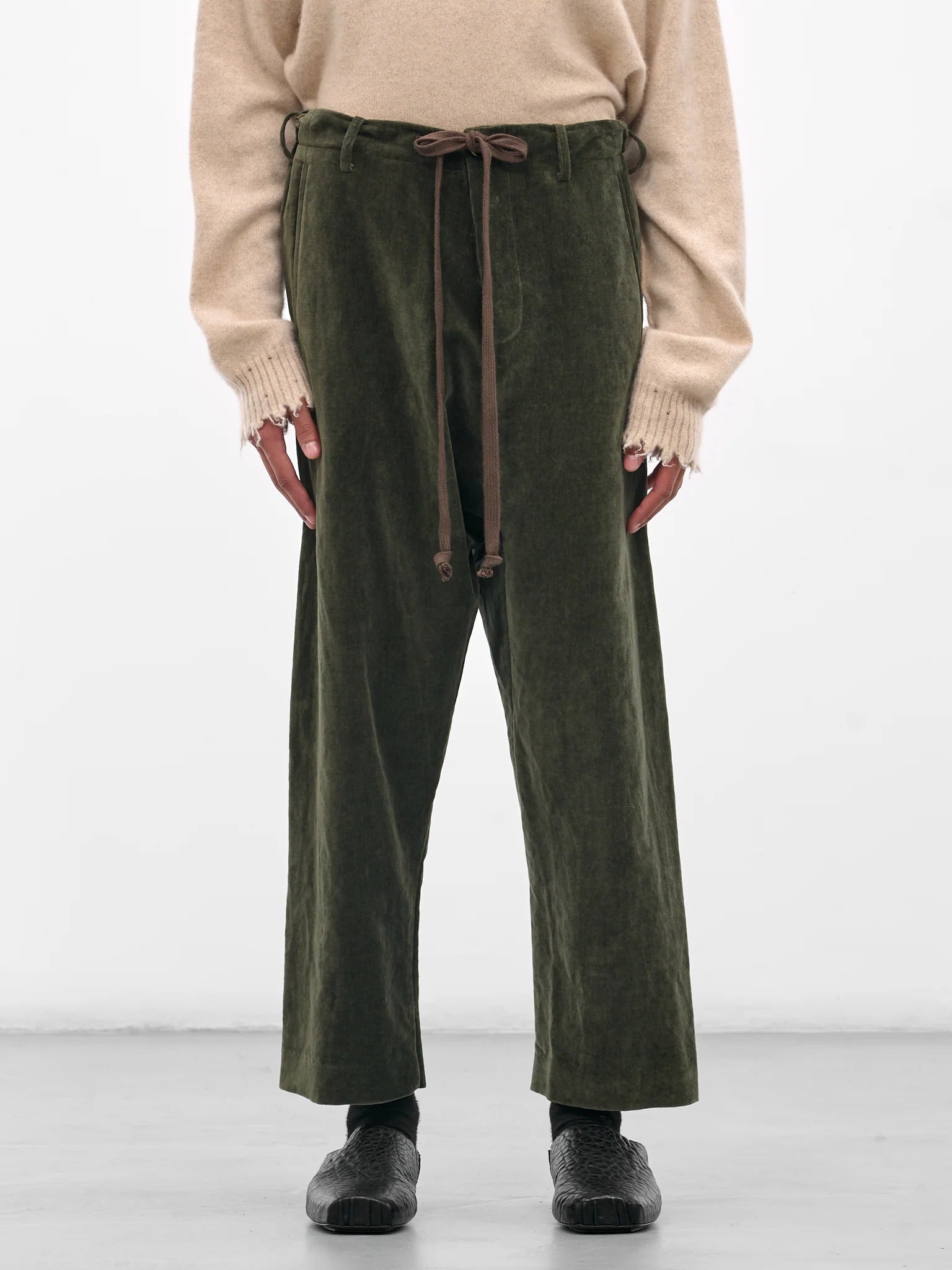 Uma Wang Velvet Perch Pants | Dark Green