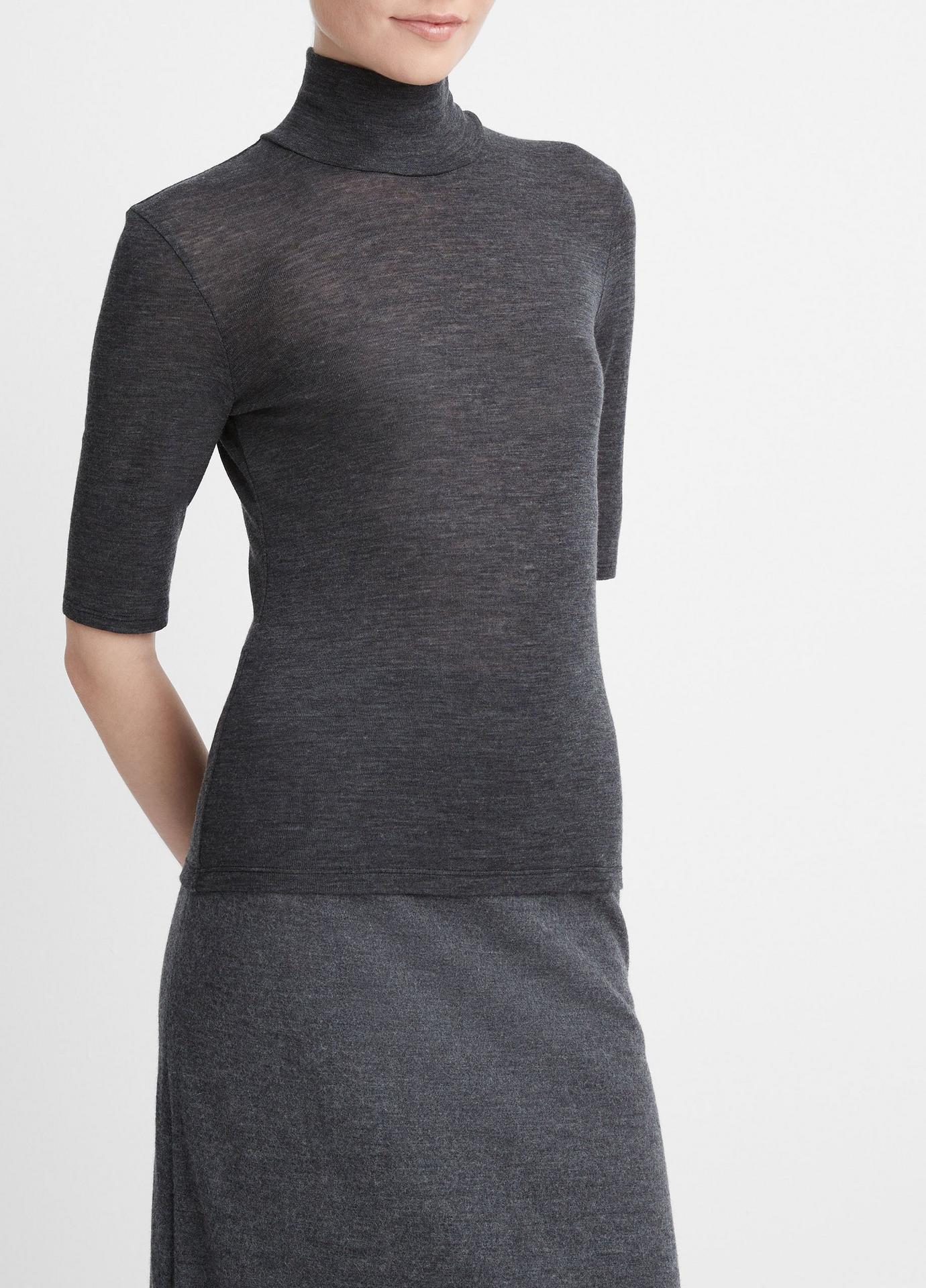 Vince Elbow Sleeve Turtleneck Top