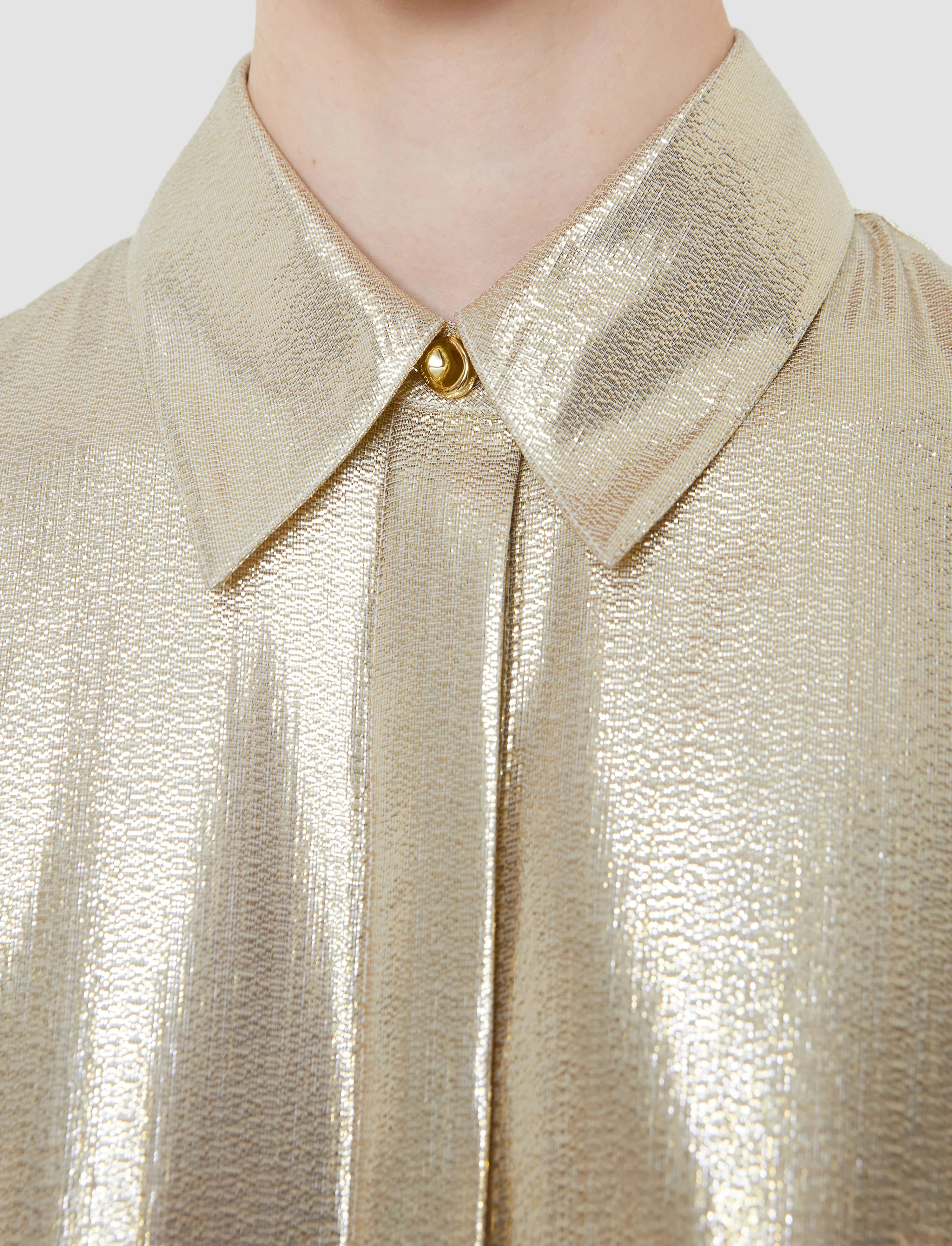Joseph Capri Lamé Silk Blouse | Gilt