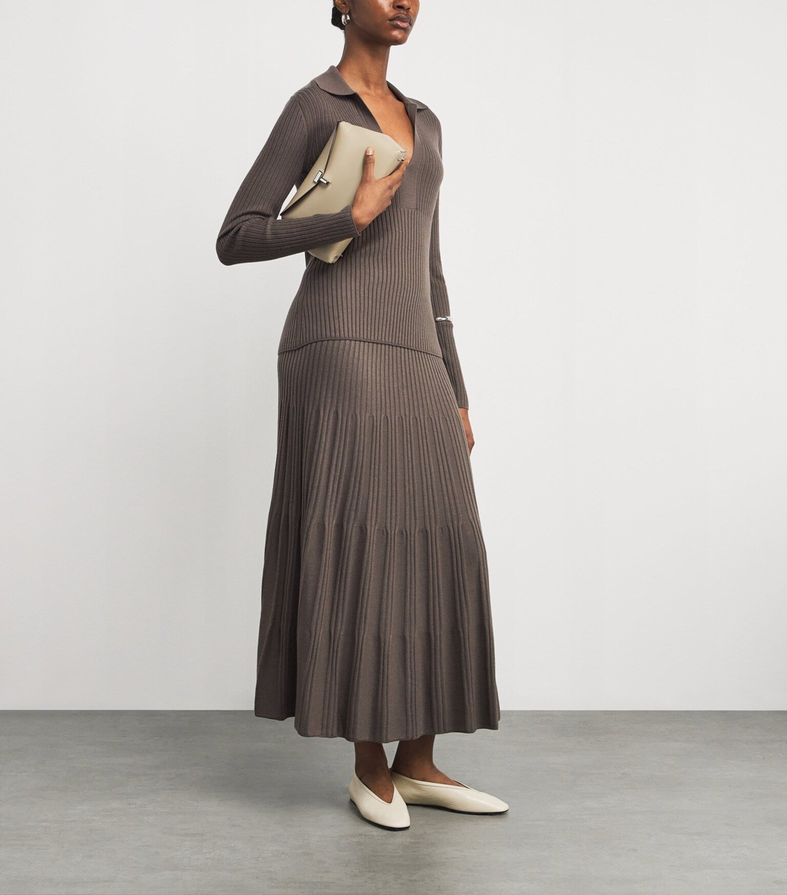 Joseph Merino Rib Skirt Mushroom
