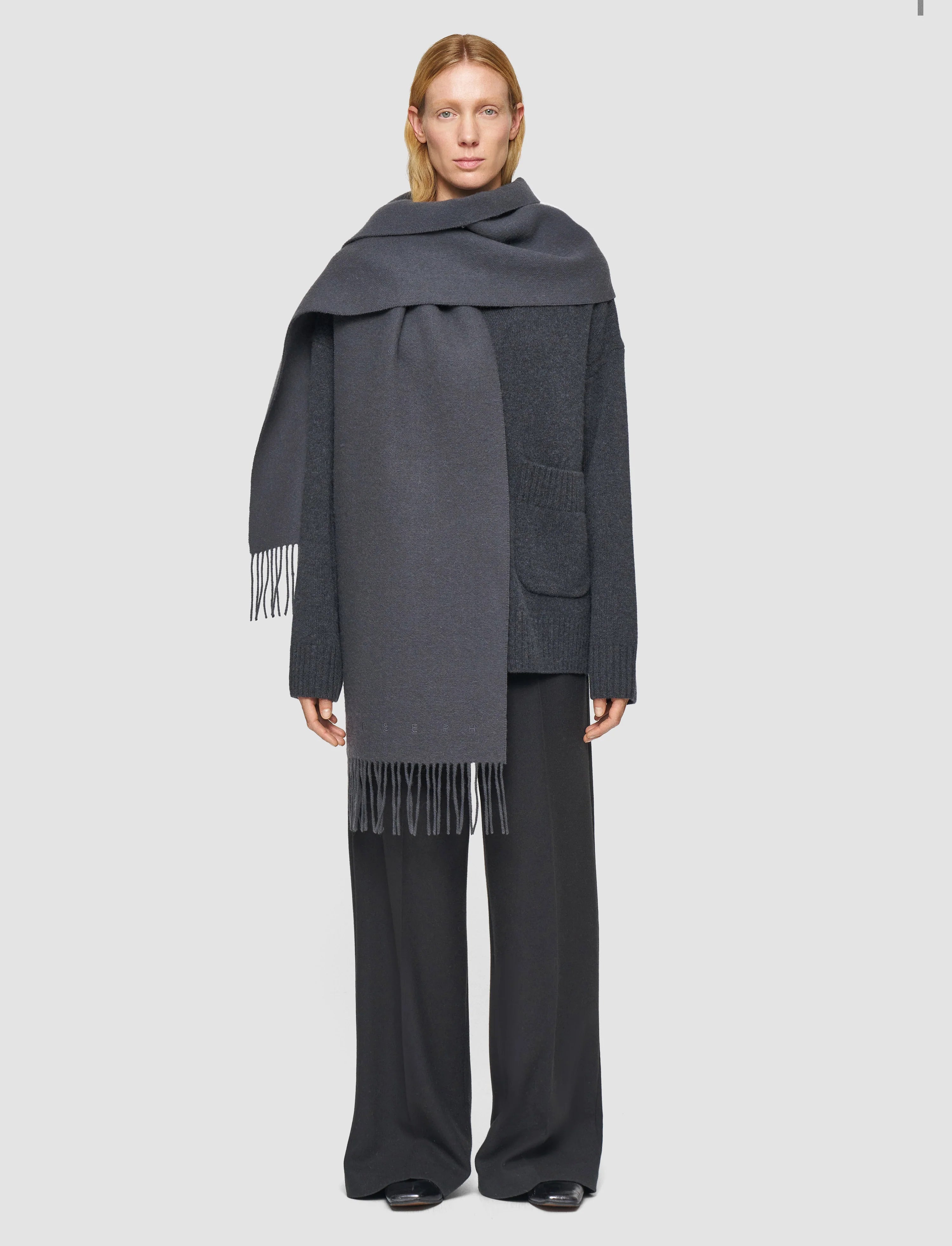 Joseph Cecile Wool Scarf Smoke