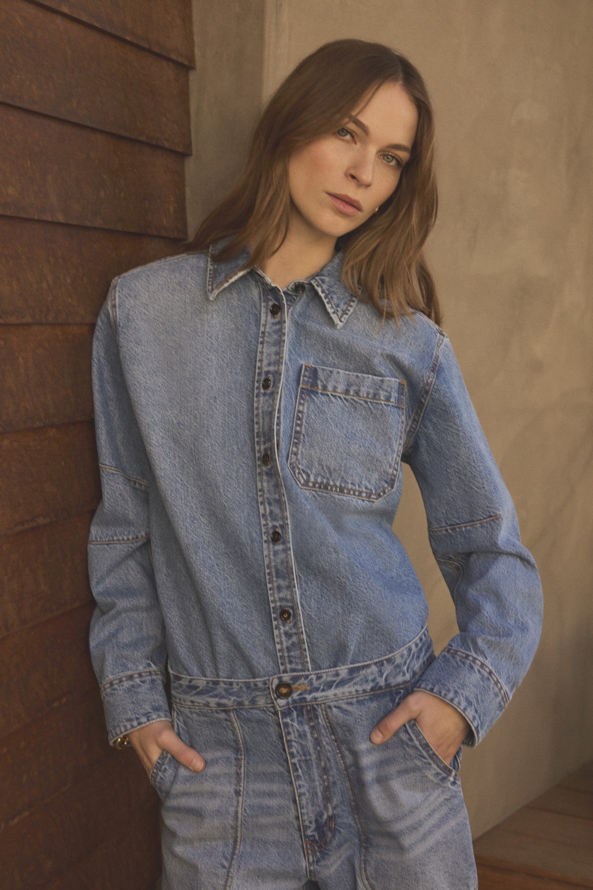 Velvet Clementine Denim Shirt | Indigo