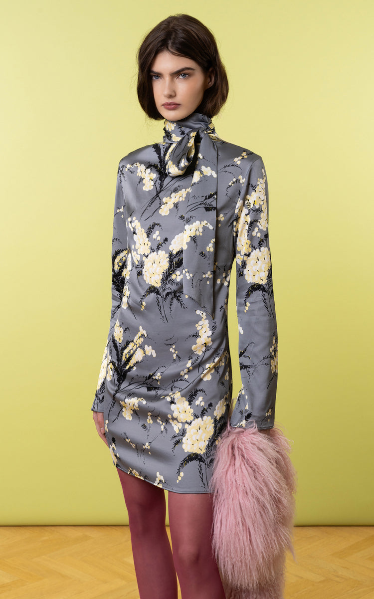 Des Phemmes Printed Mini Dress/ Scarf Gris