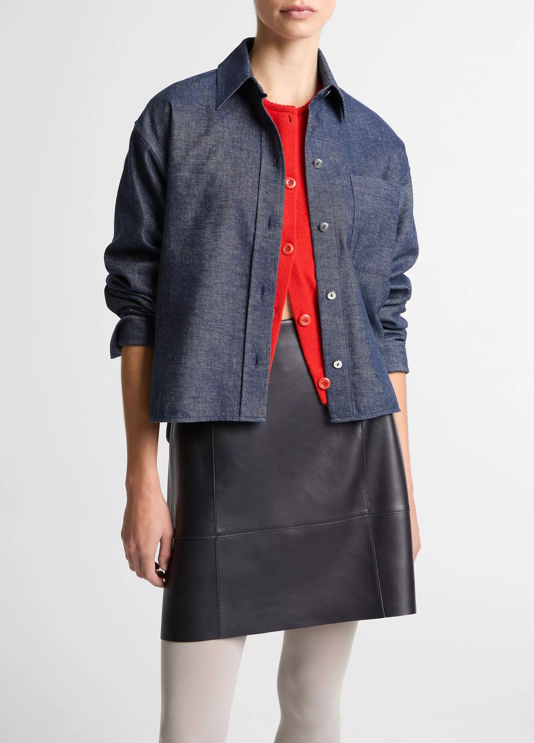 Vince Chambray Cropped L/S Shirt | Indigo
