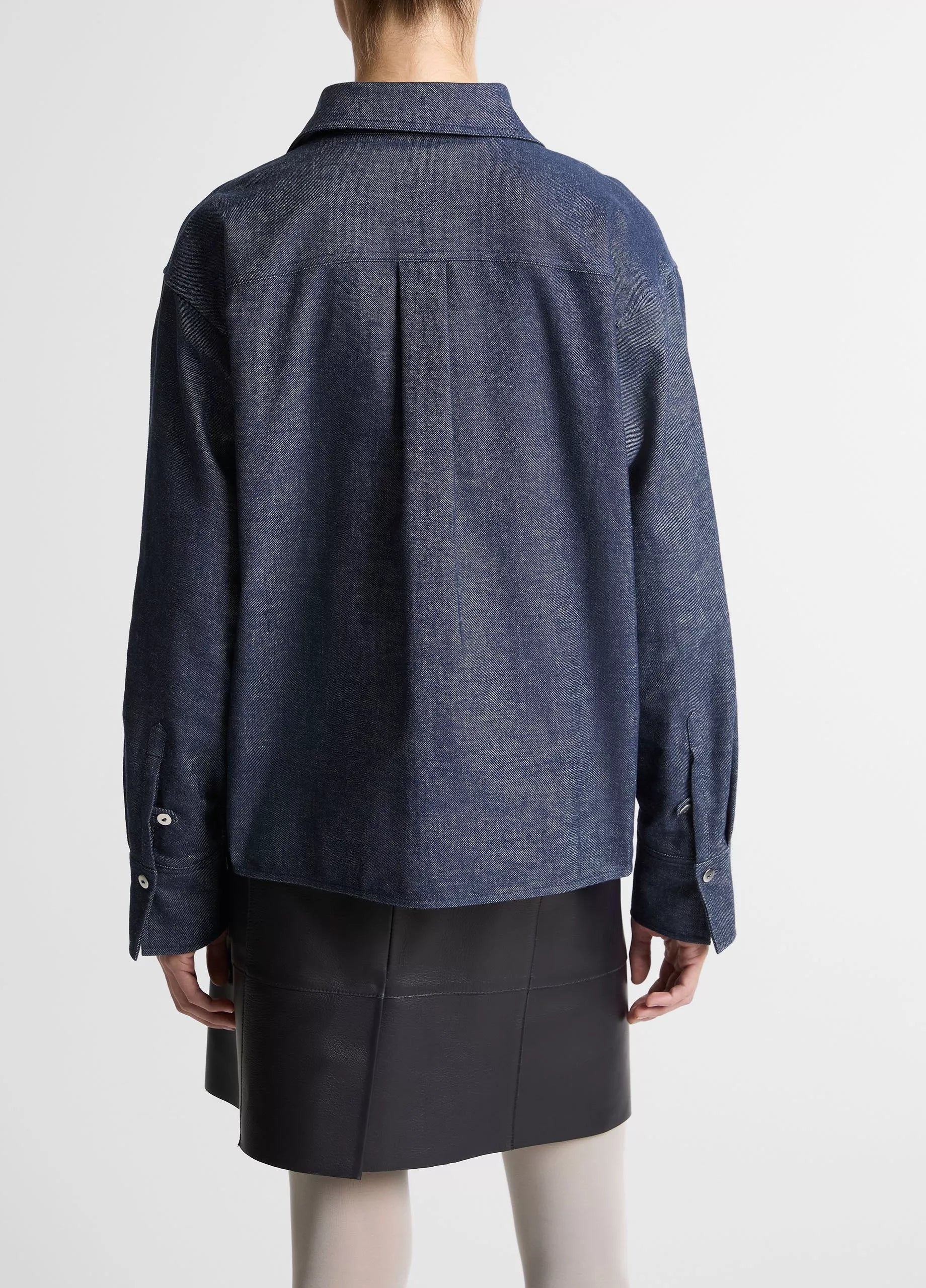 Vince Chambray Cropped L/S Shirt | Indigo